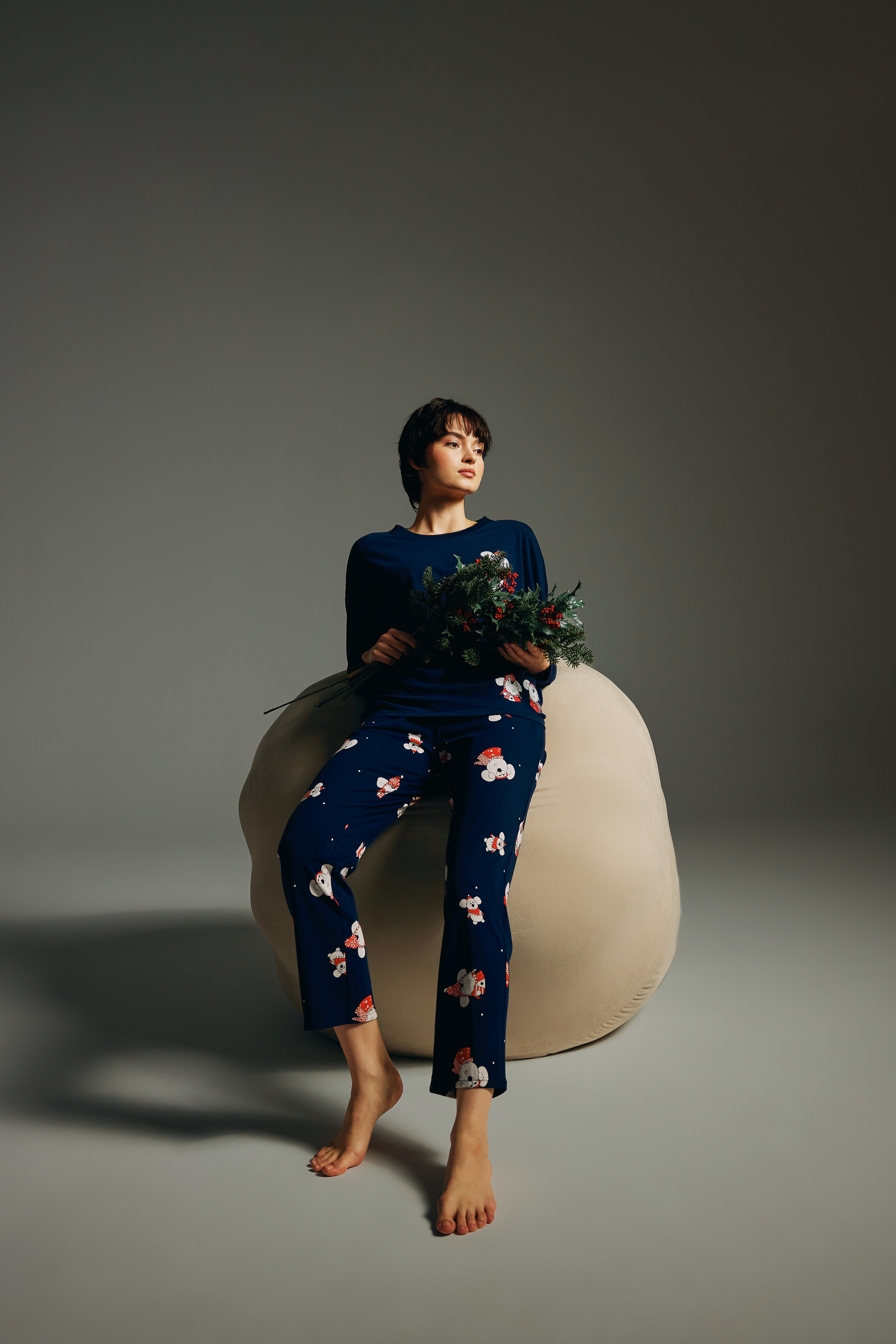 Kadın Pamuklu Uzun Kollu Pijama Takımı