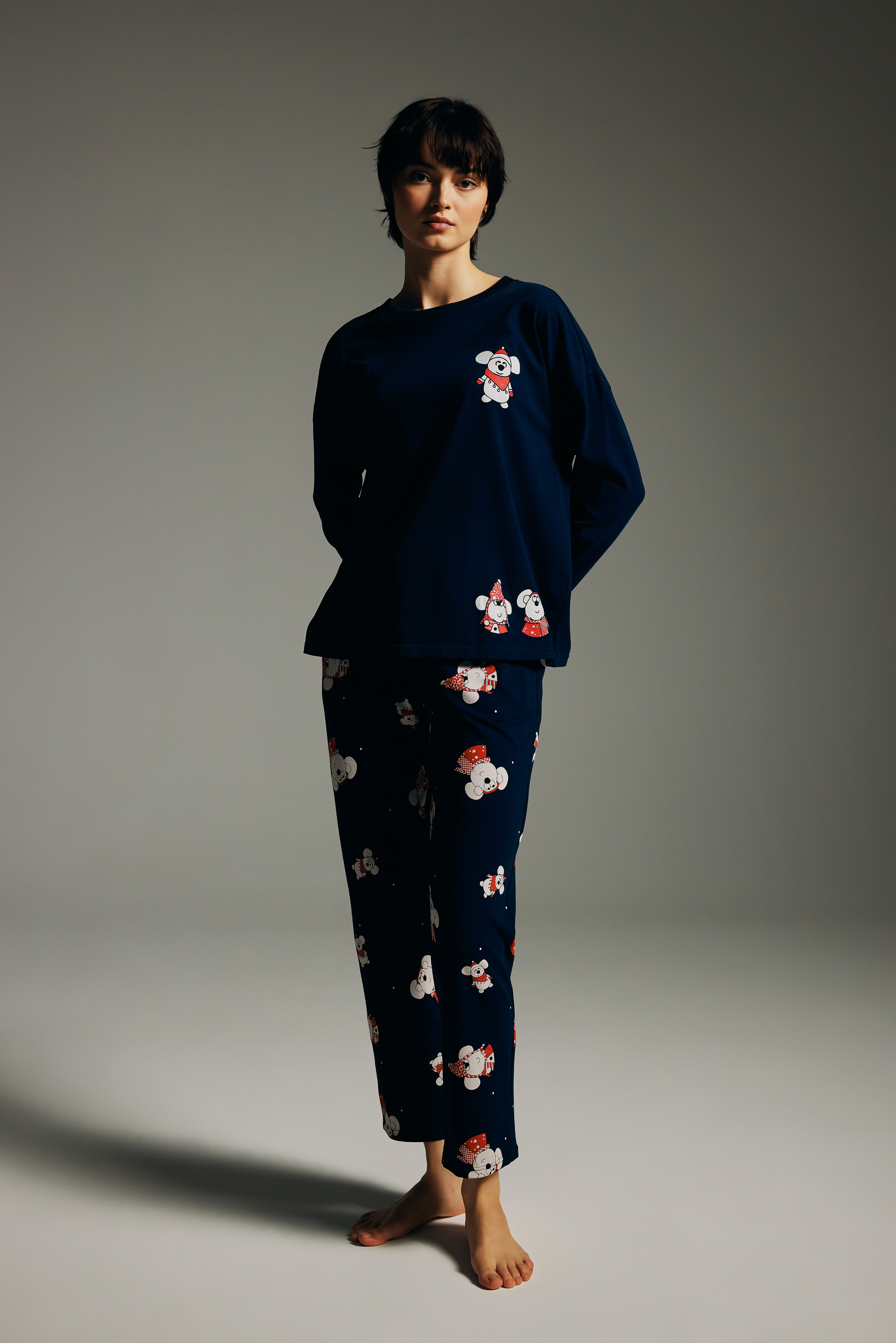 Kadın Pamuklu Uzun Kollu Pijama Takımı