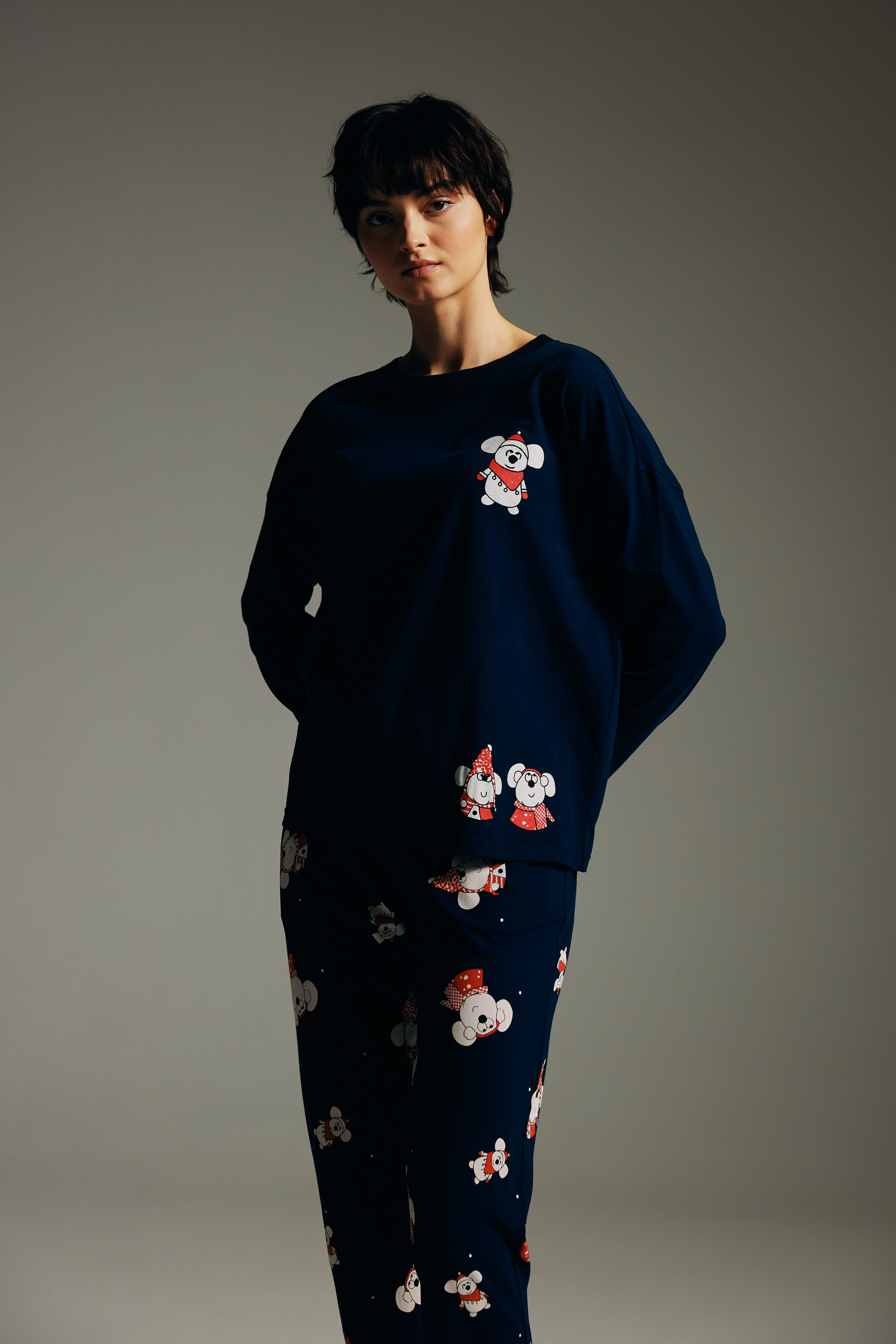 Kadın Pamuklu Uzun Kollu Pijama Üstü