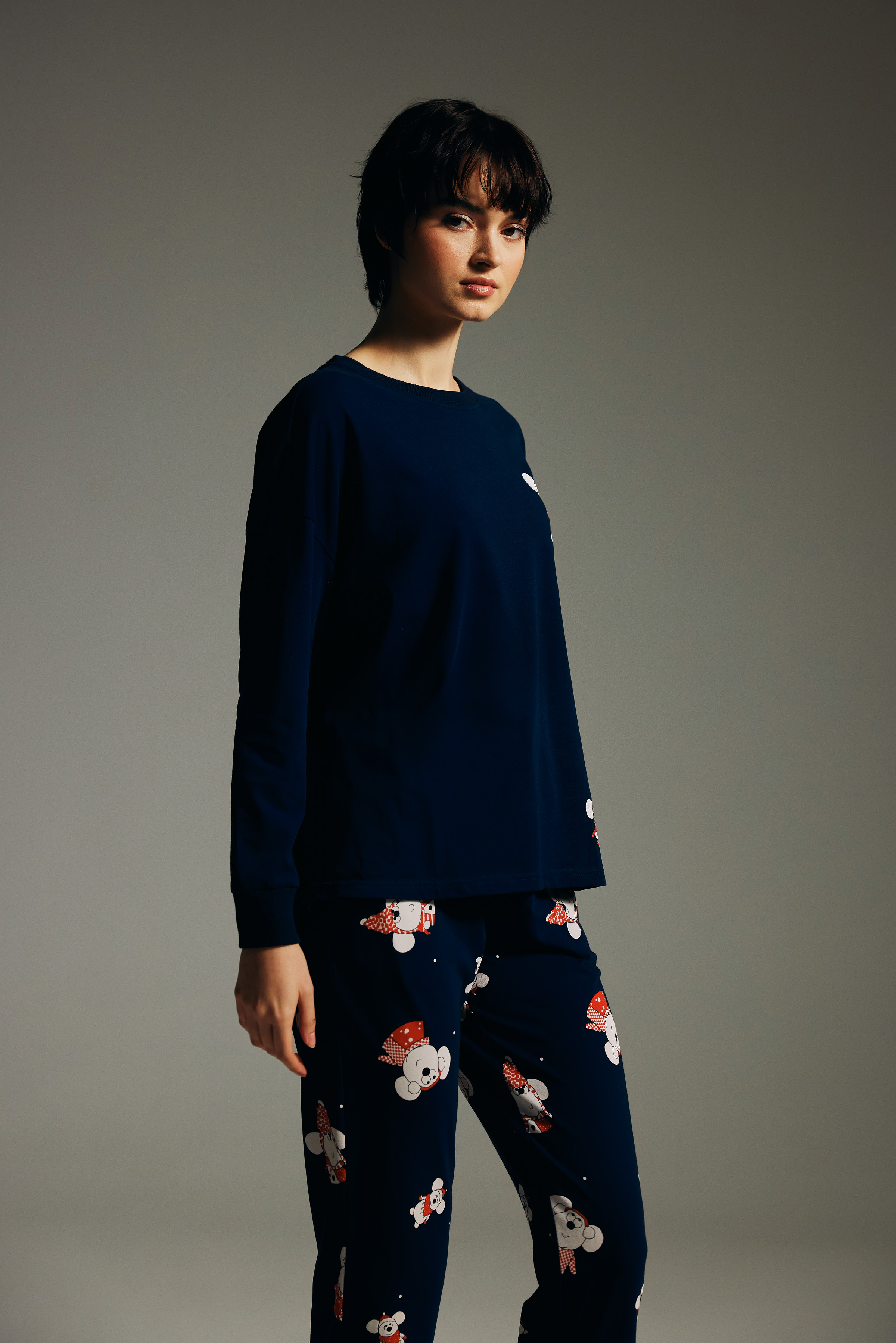 Kadın Pamuklu Uzun Kollu Pijama Üstü