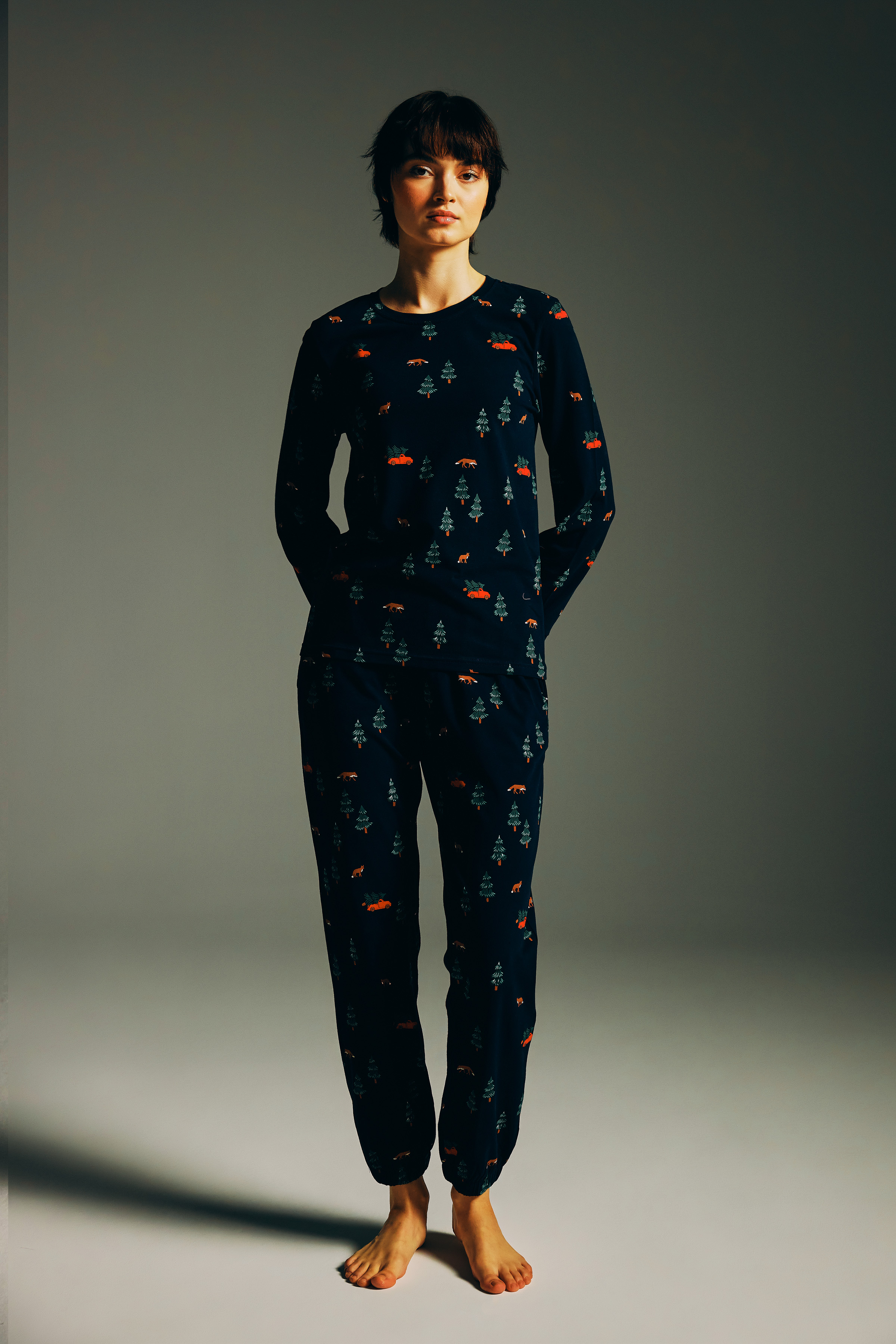 Kadın Pamuklu Uzun Kollu Pijama Takımı