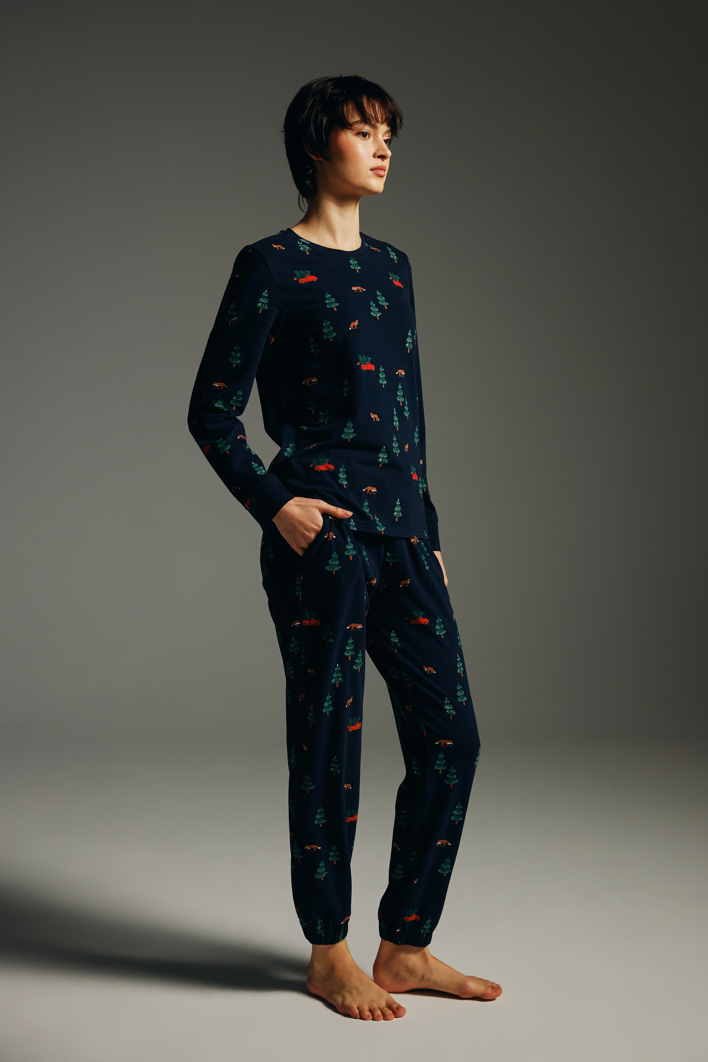 Kadın Pamuklu Uzun Kollu Pijama Takımı