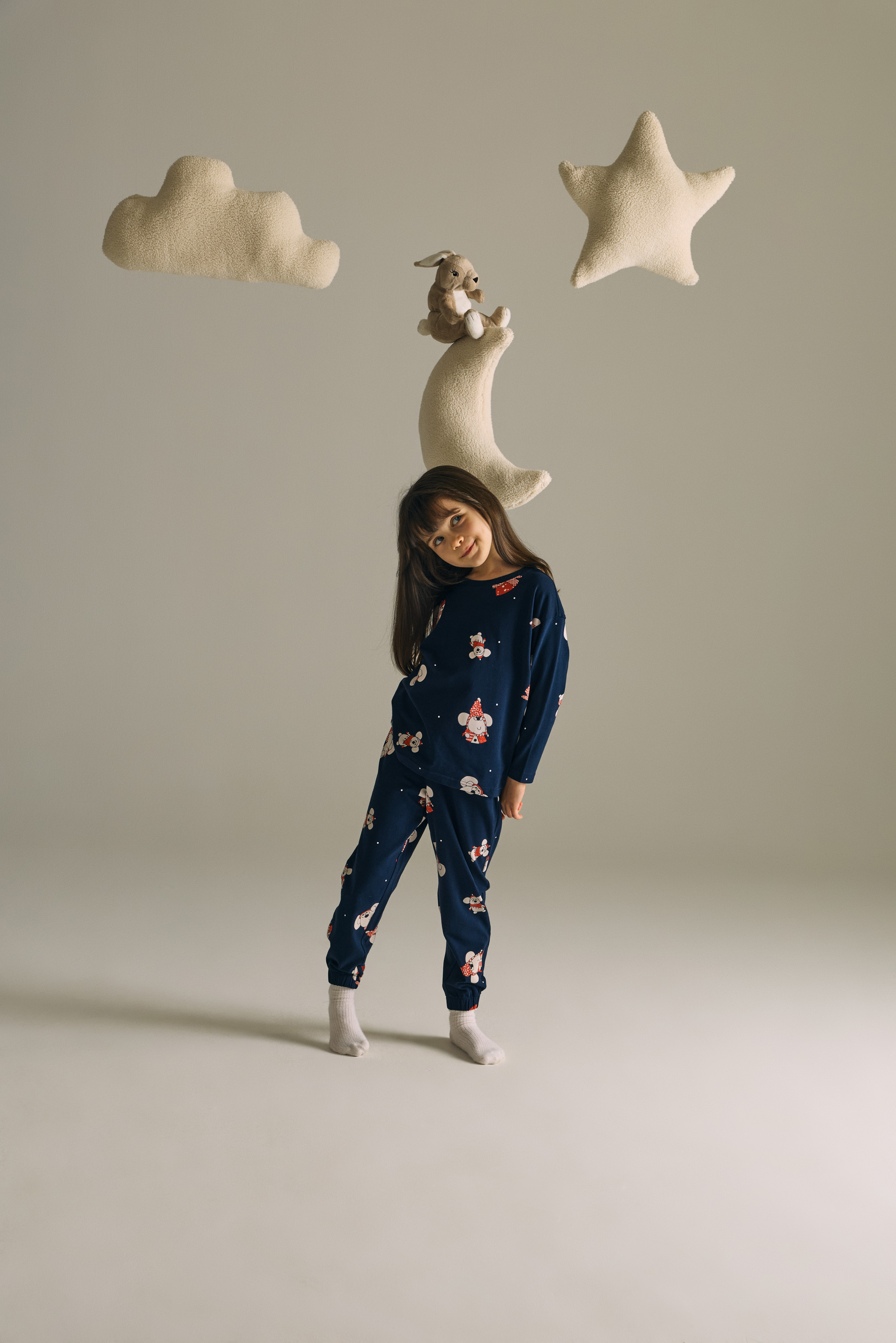 Kız Çocuk Pamuklu Uzun Kollu Pijama Takımı