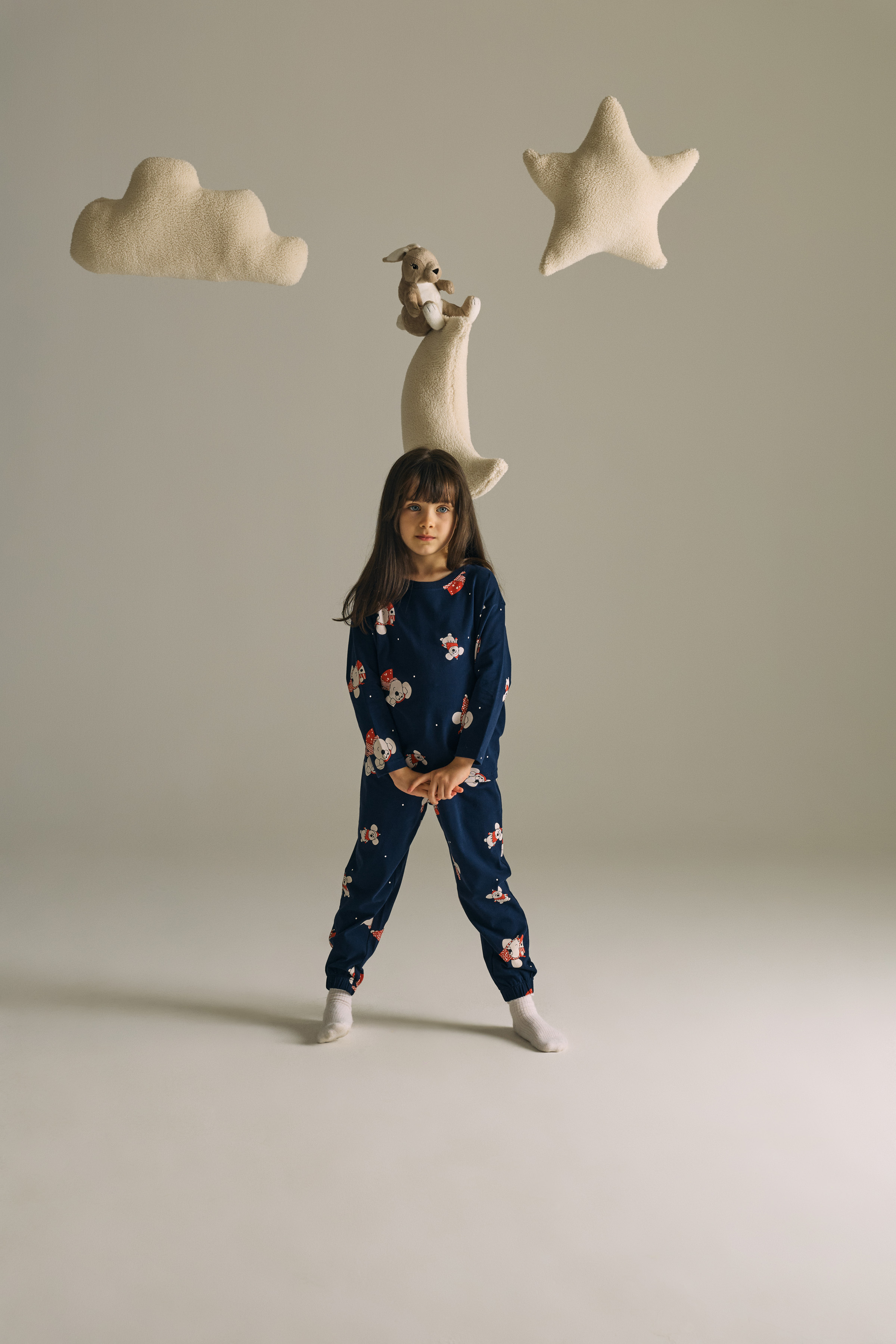 Kız Çocuk Pamuklu Uzun Kollu Pijama Takımı