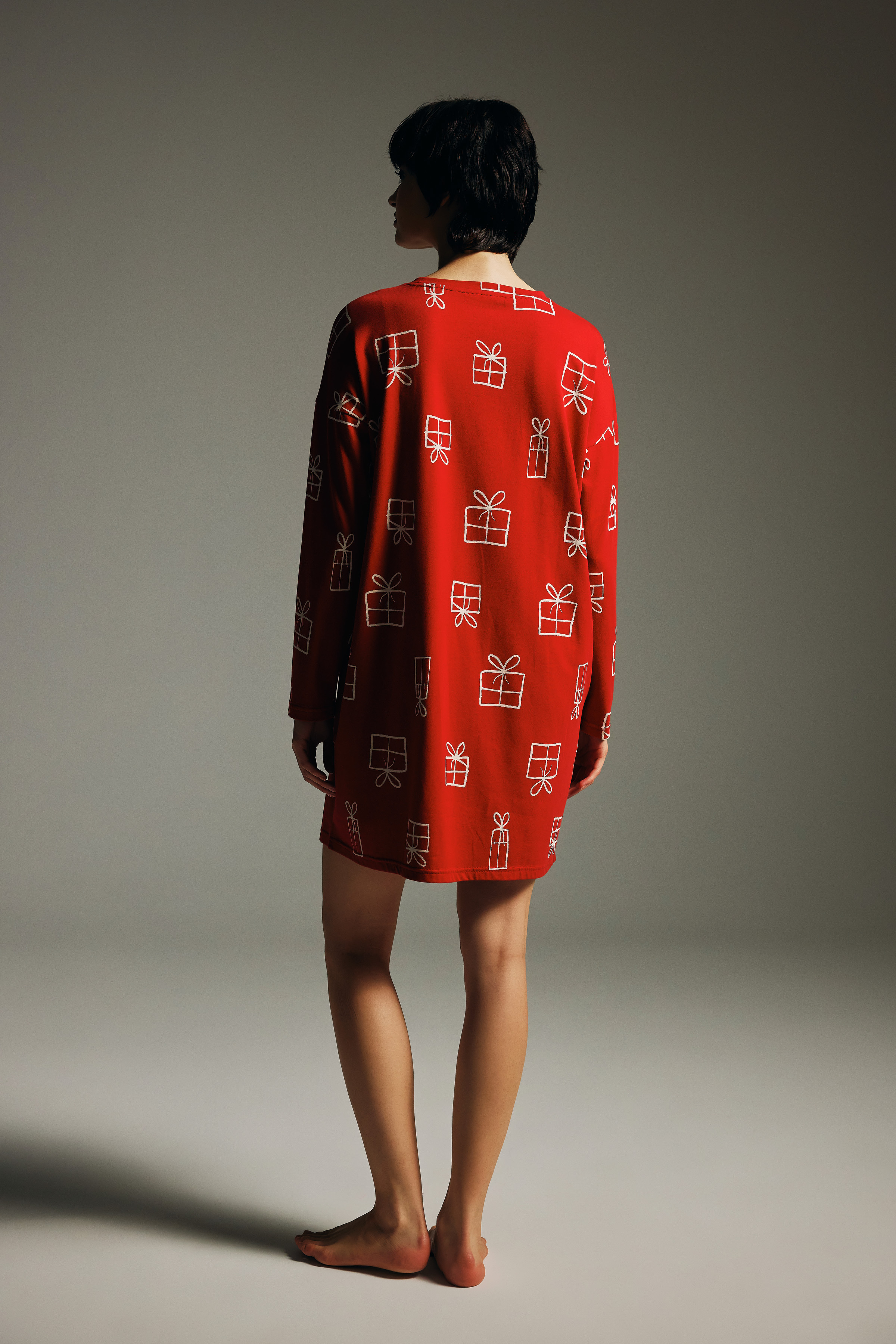 Kadın Pamuklu Uzun Kollu Gecelik