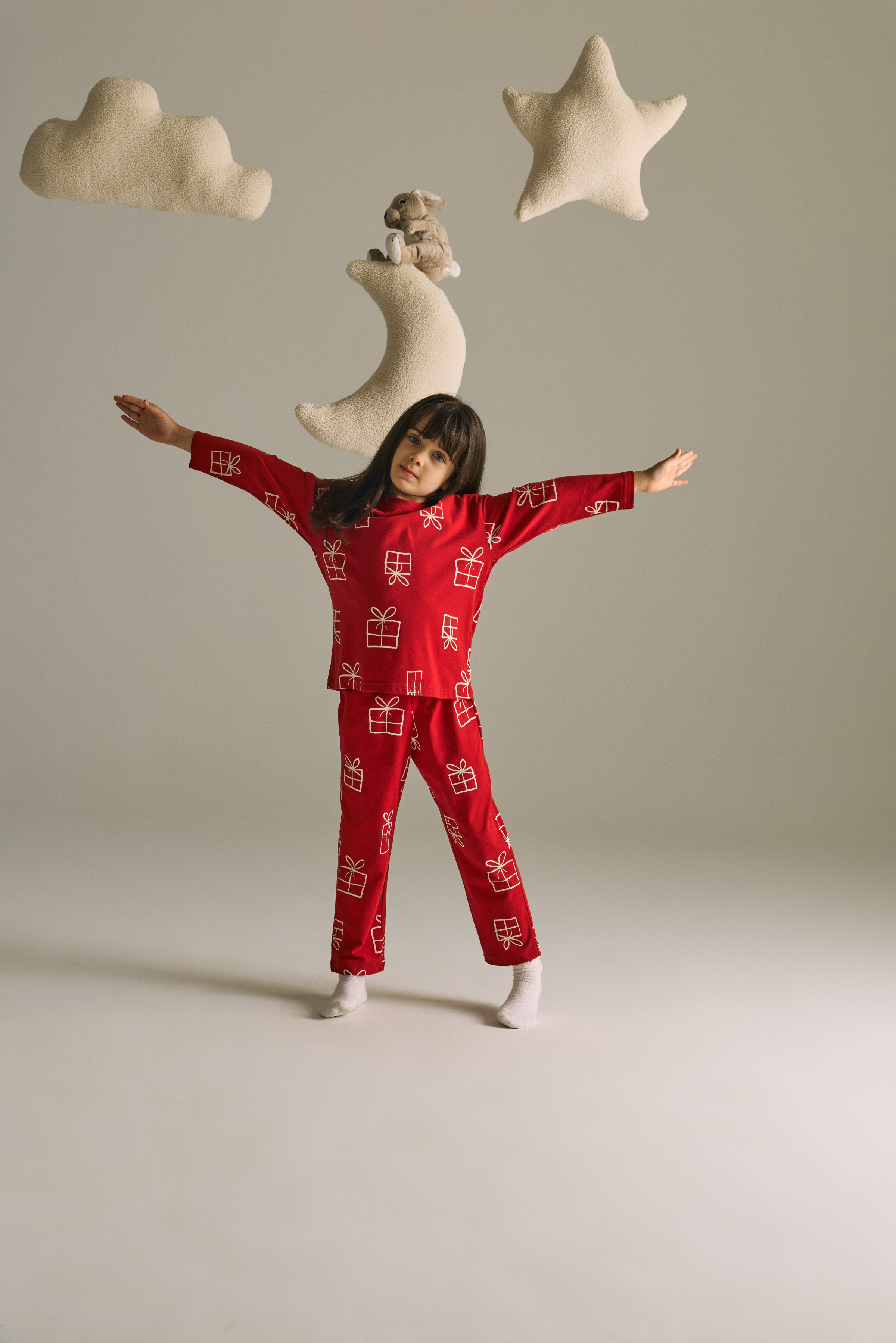 Kız Çocuk Pamuklu Uzun Kollu Pijama Takımı