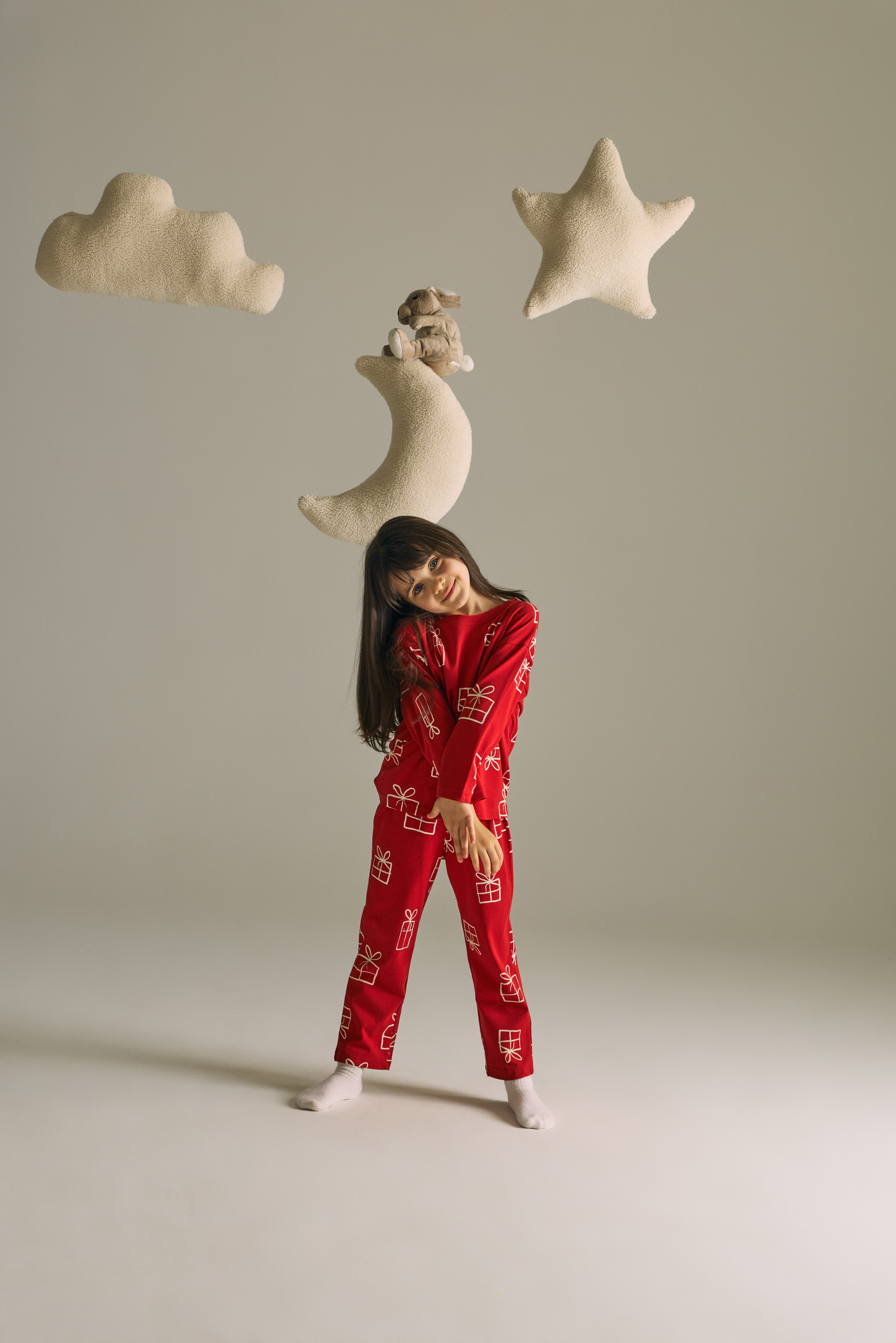 Kız Çocuk Pamuklu Uzun Kollu Pijama Takımı