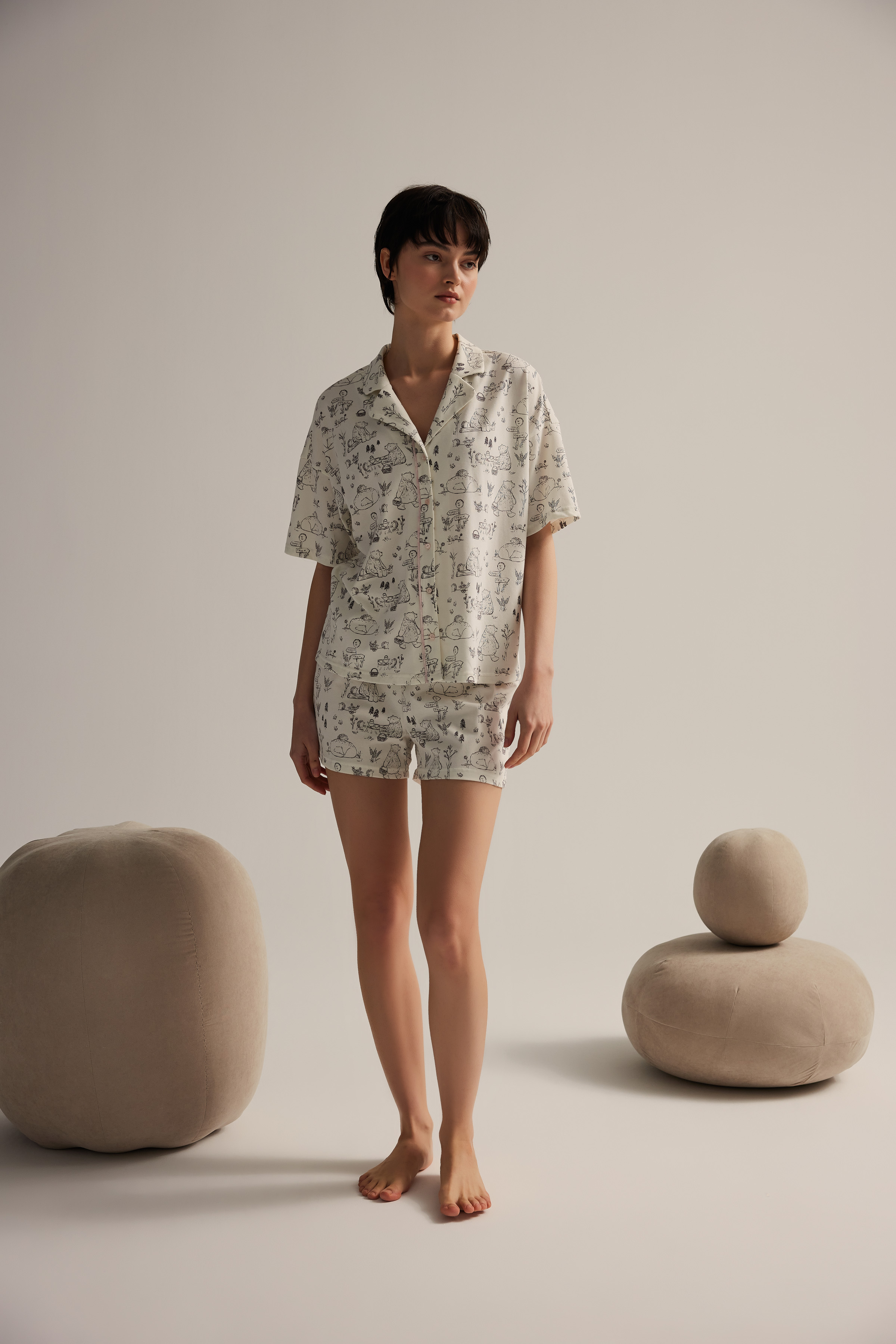 Kadın Pamuklu Şort Pijama Altı