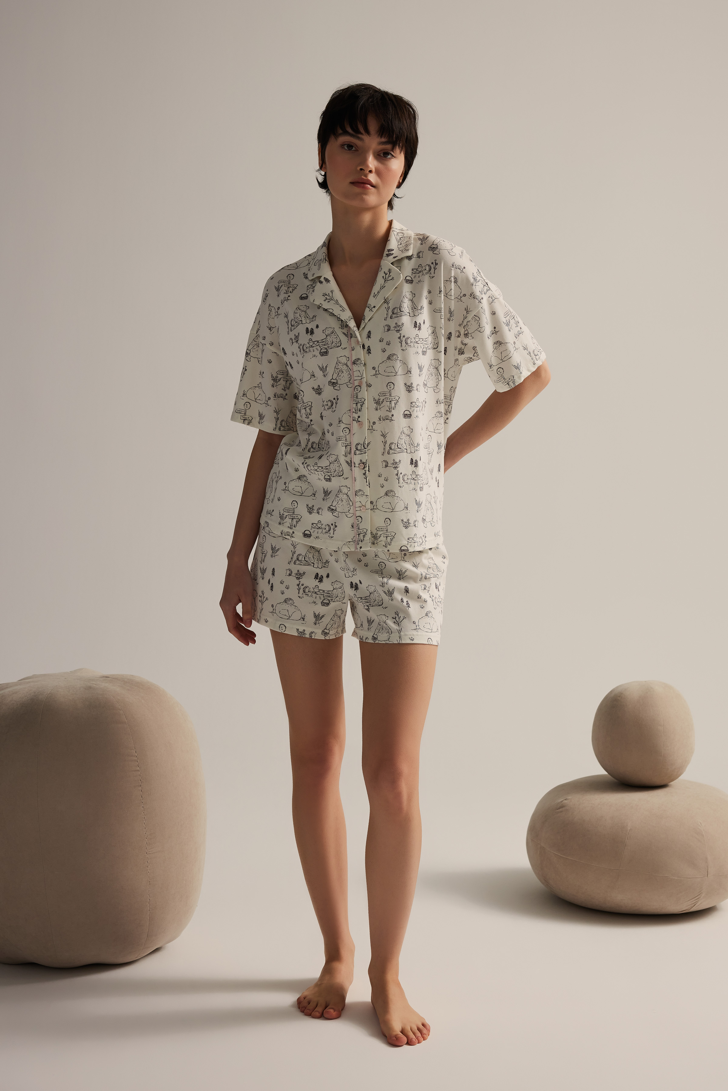 Kadın Pamuklu Şort Pijama Altı