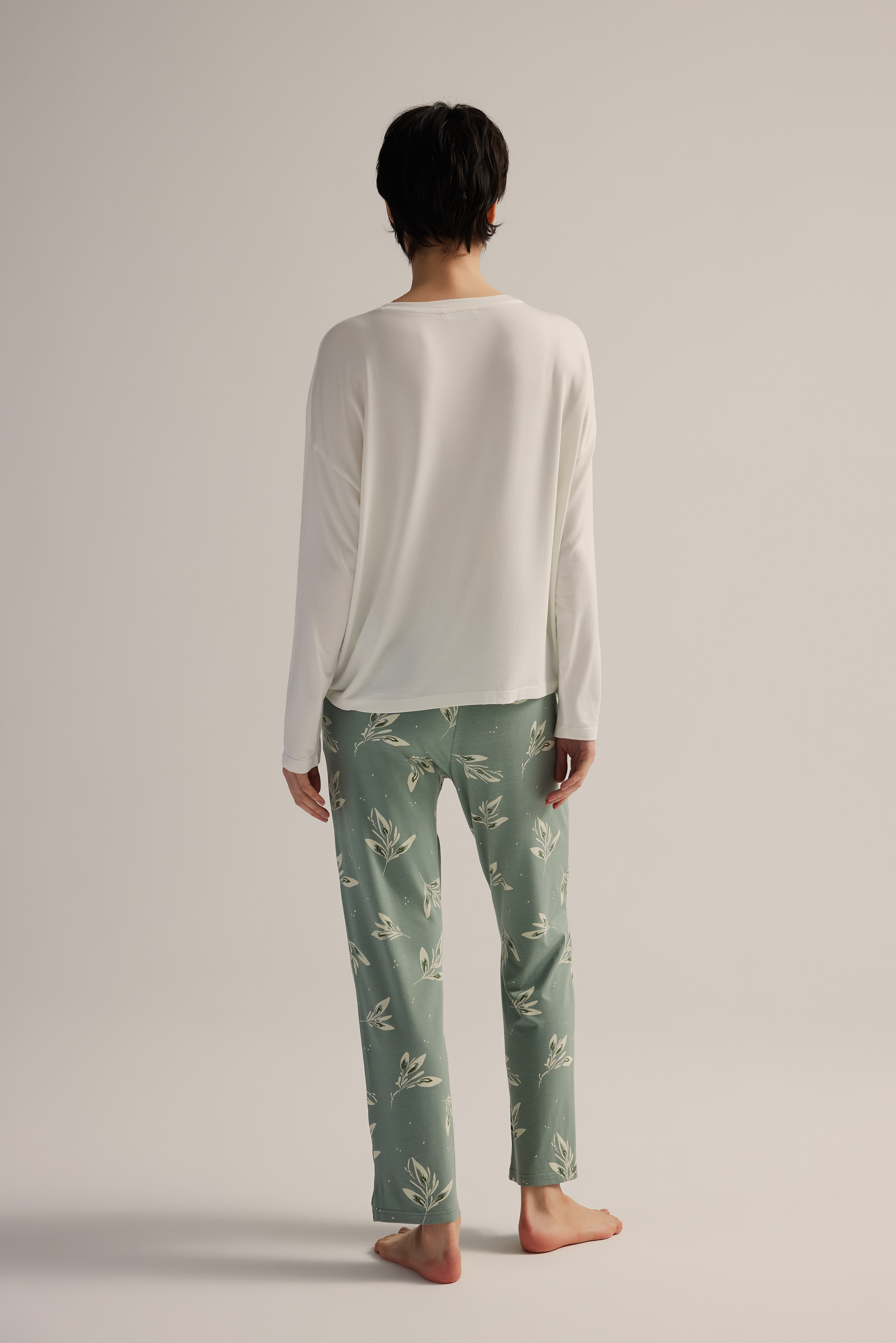 Kadın Viskon Uzun Kollu Pijama Takımı