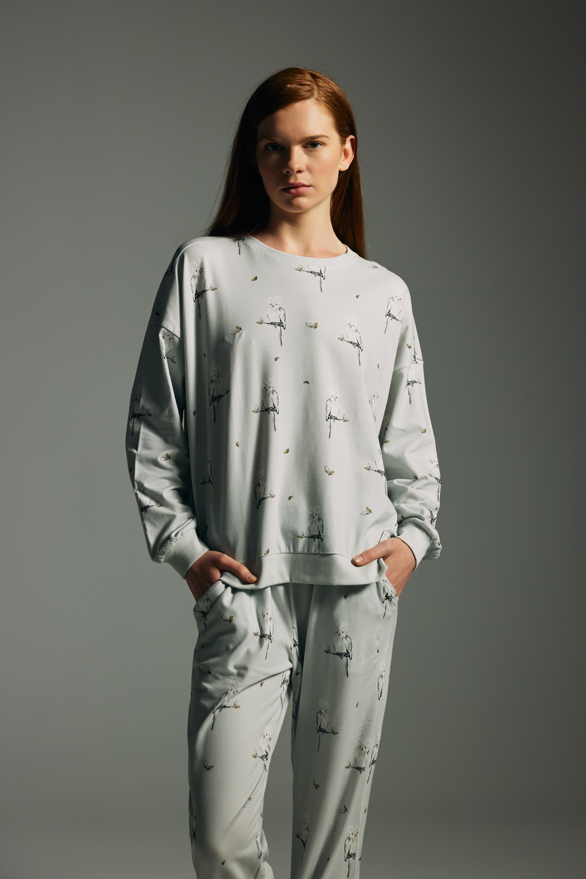 Kadın Pamuklu Uzun Kollu Pijama Üstü