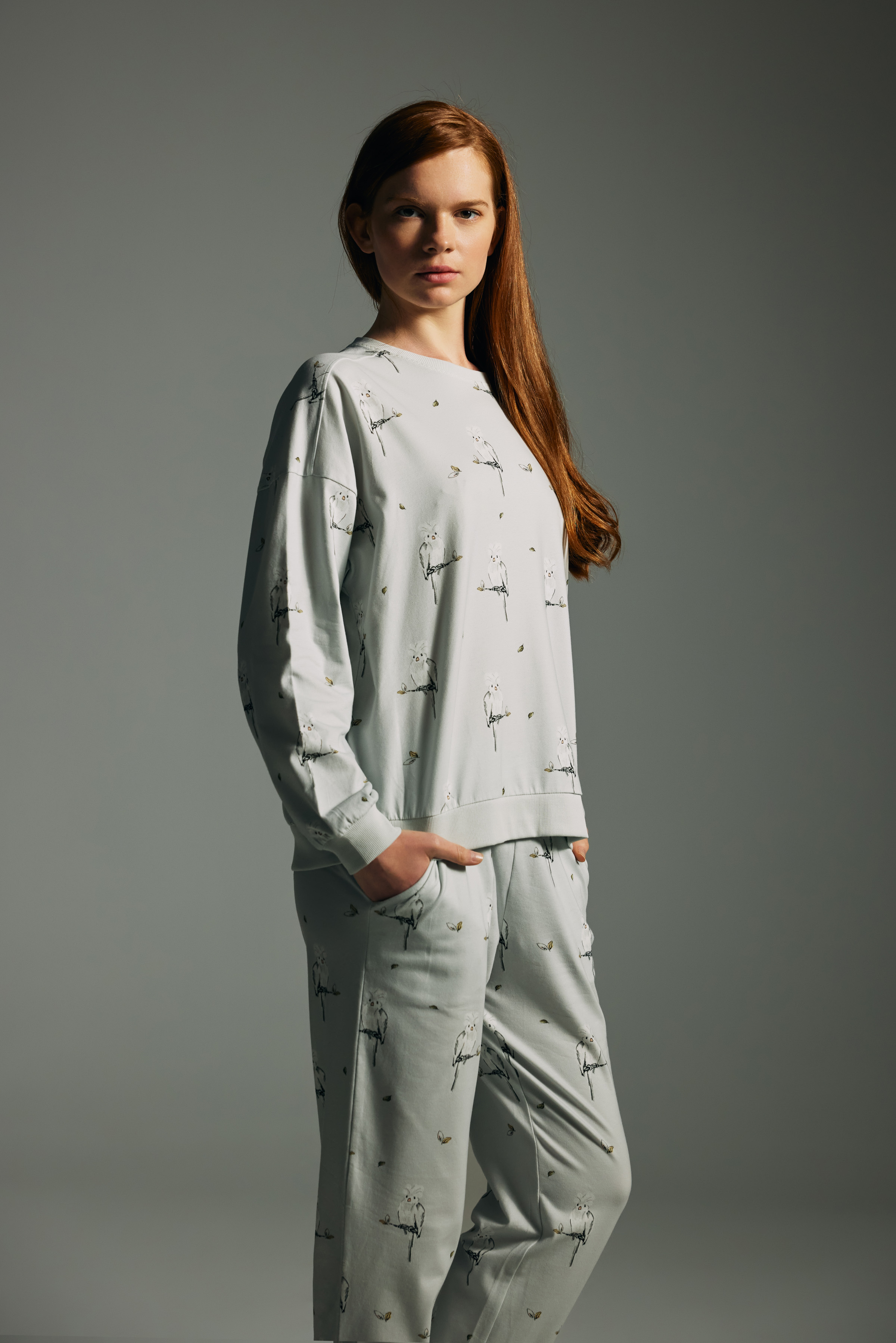 Kadın Pamuklu Uzun Kollu Pijama Üstü