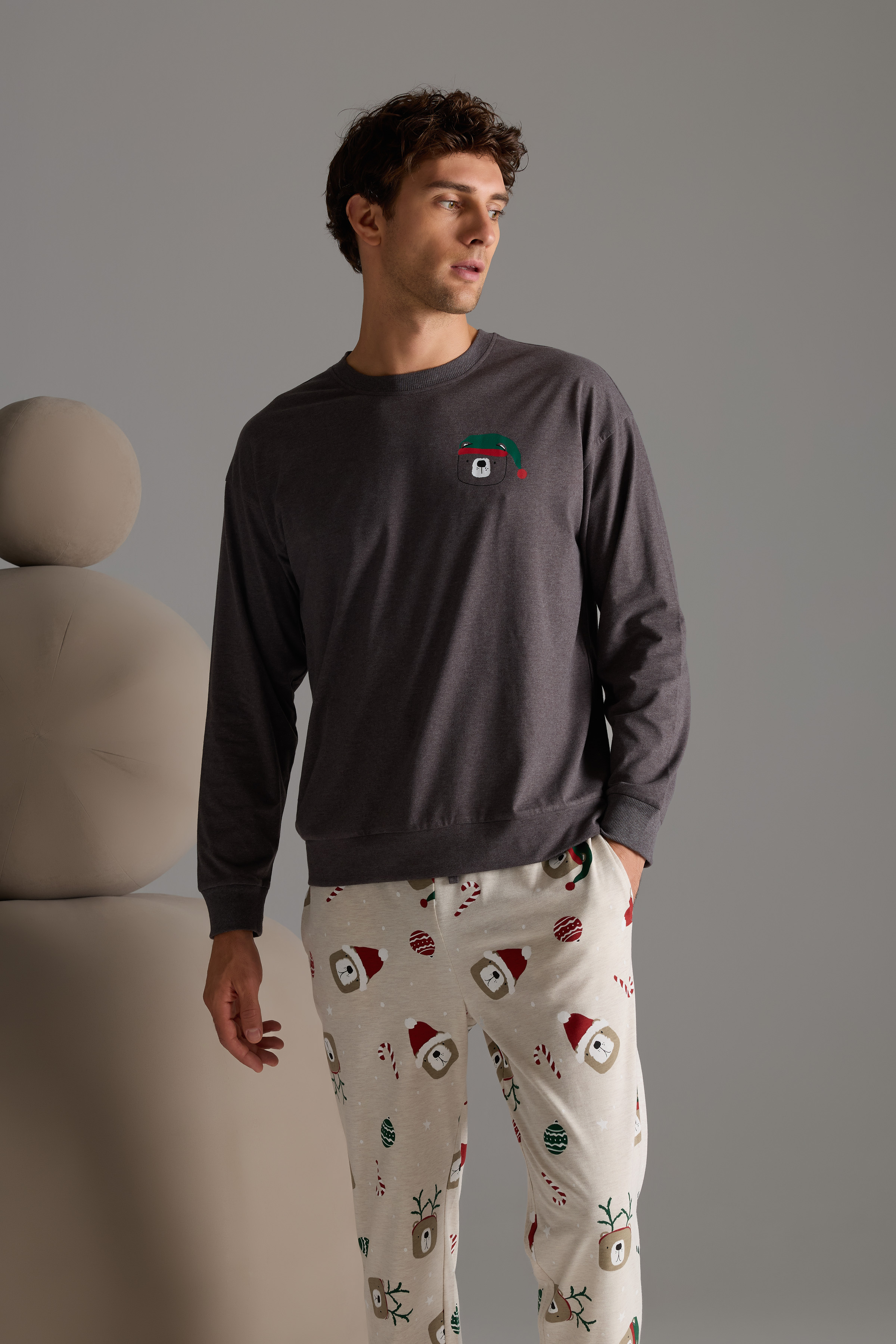 Erkek Pamuklu Uzun Kollu Pijama Takımı