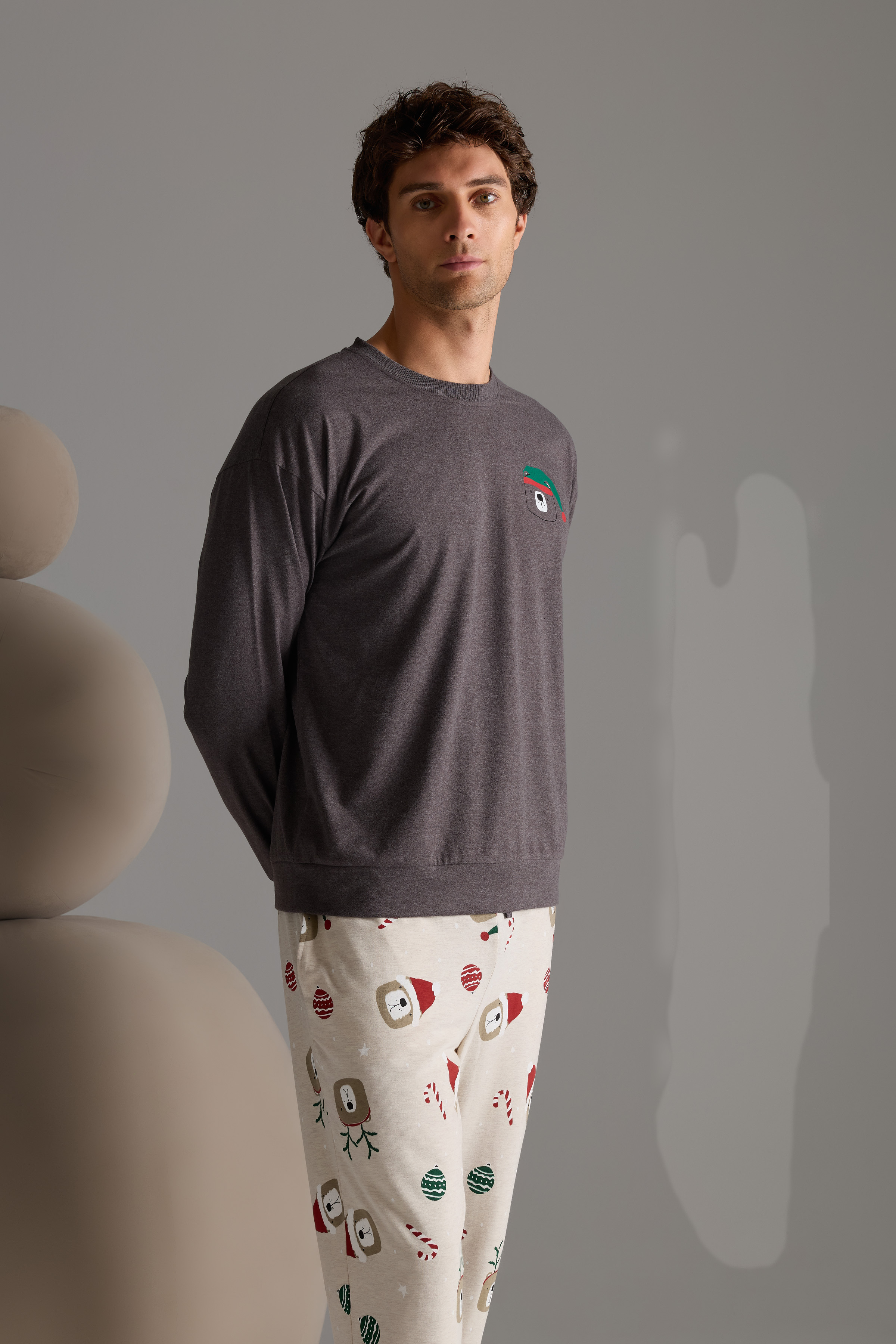 Erkek Pamuklu Uzun Kollu Pijama Üstü