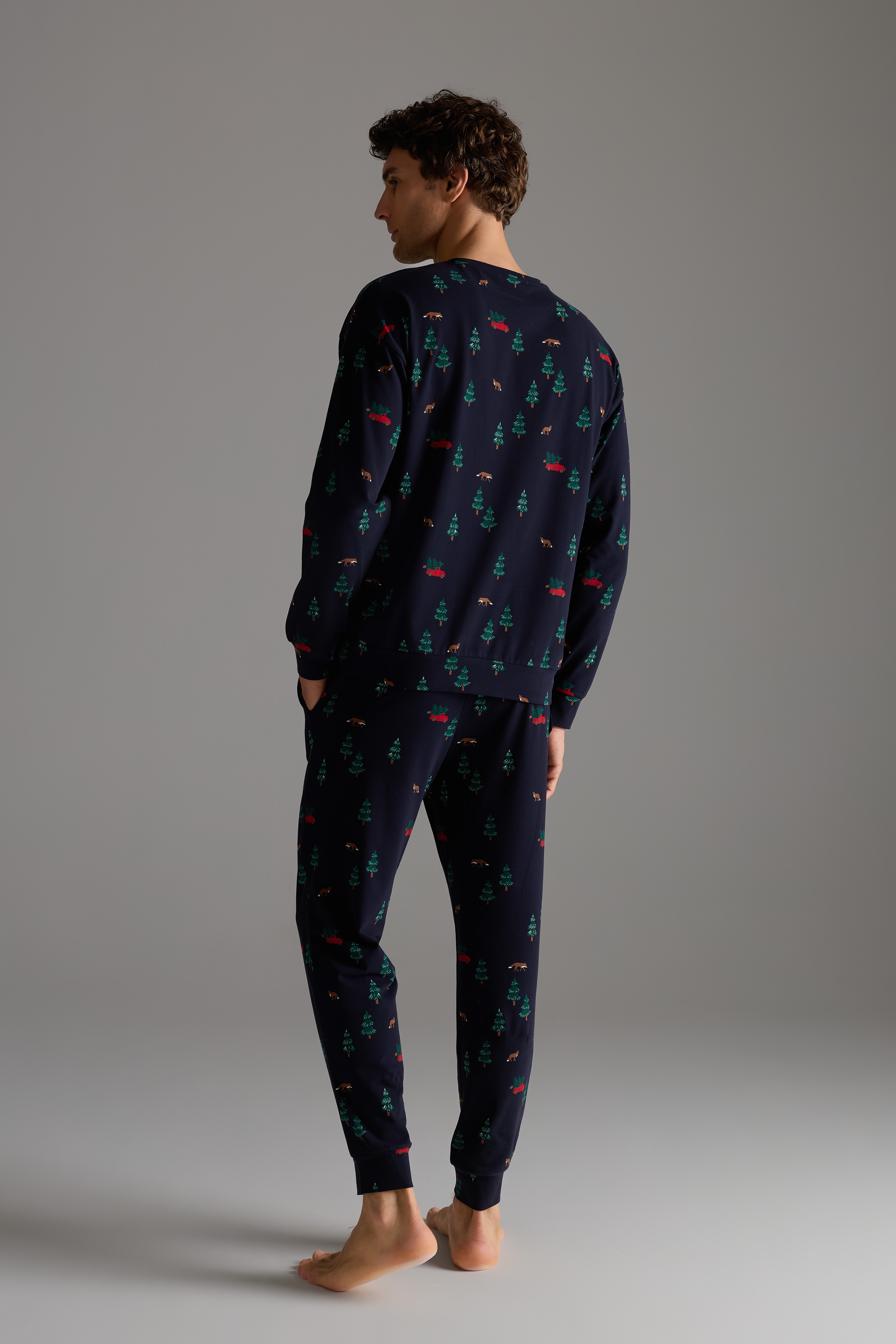 Erkek Pamuklu Uzun Kollu Pijama Üstü