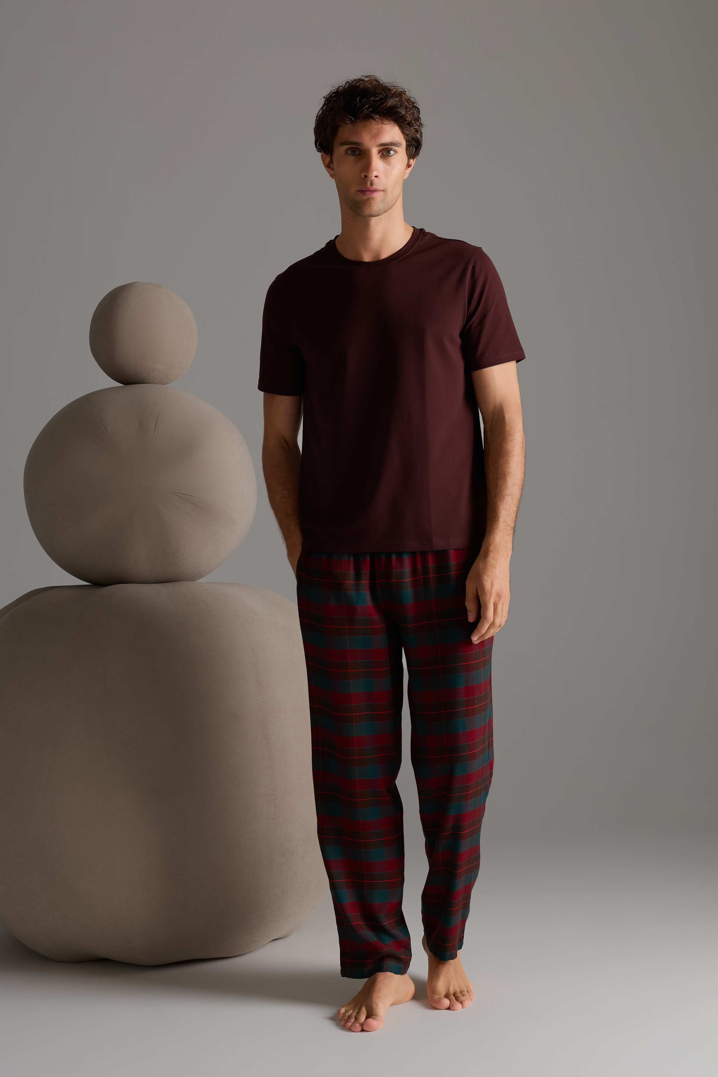 Erkek Dokuma Cepli Uzun Pijama Altı