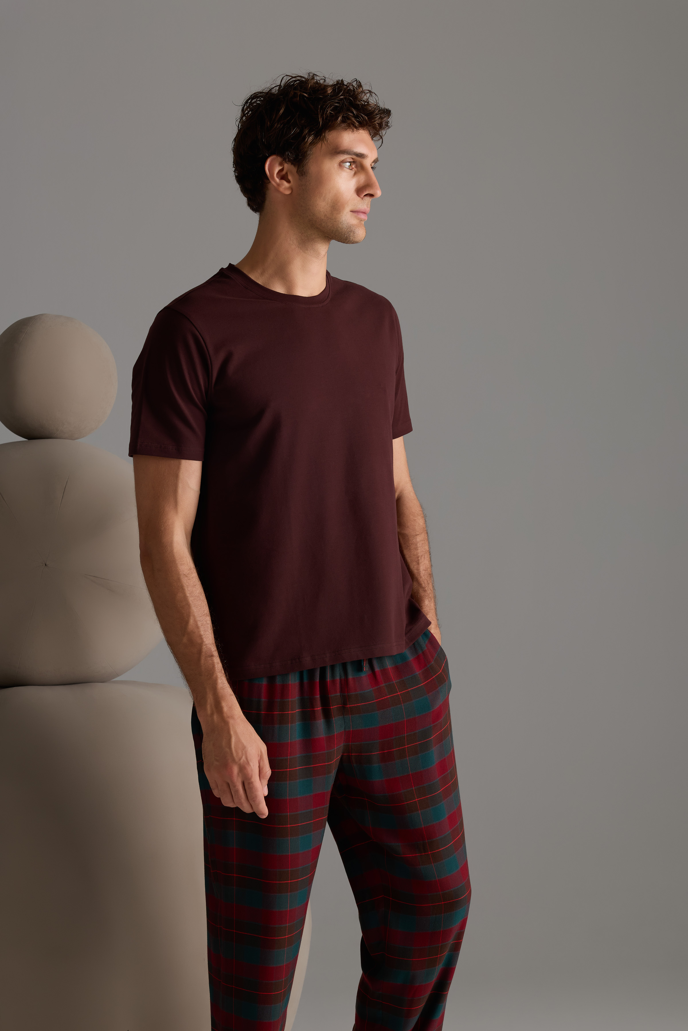 Erkek Pamuklu Kısa Kollu Pijama Üstü