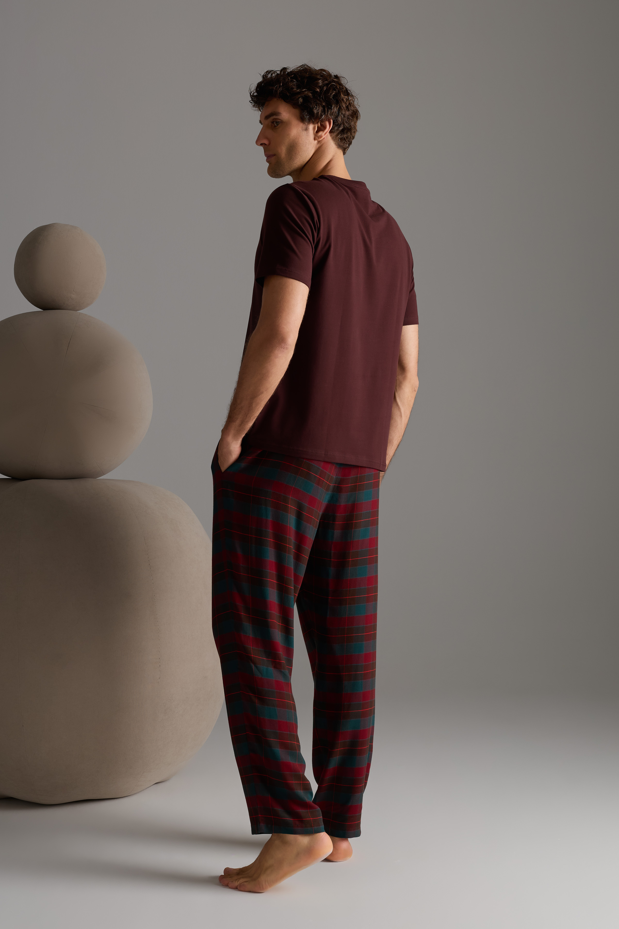 Erkek Pamuklu Kısa Kollu Pijama Üstü