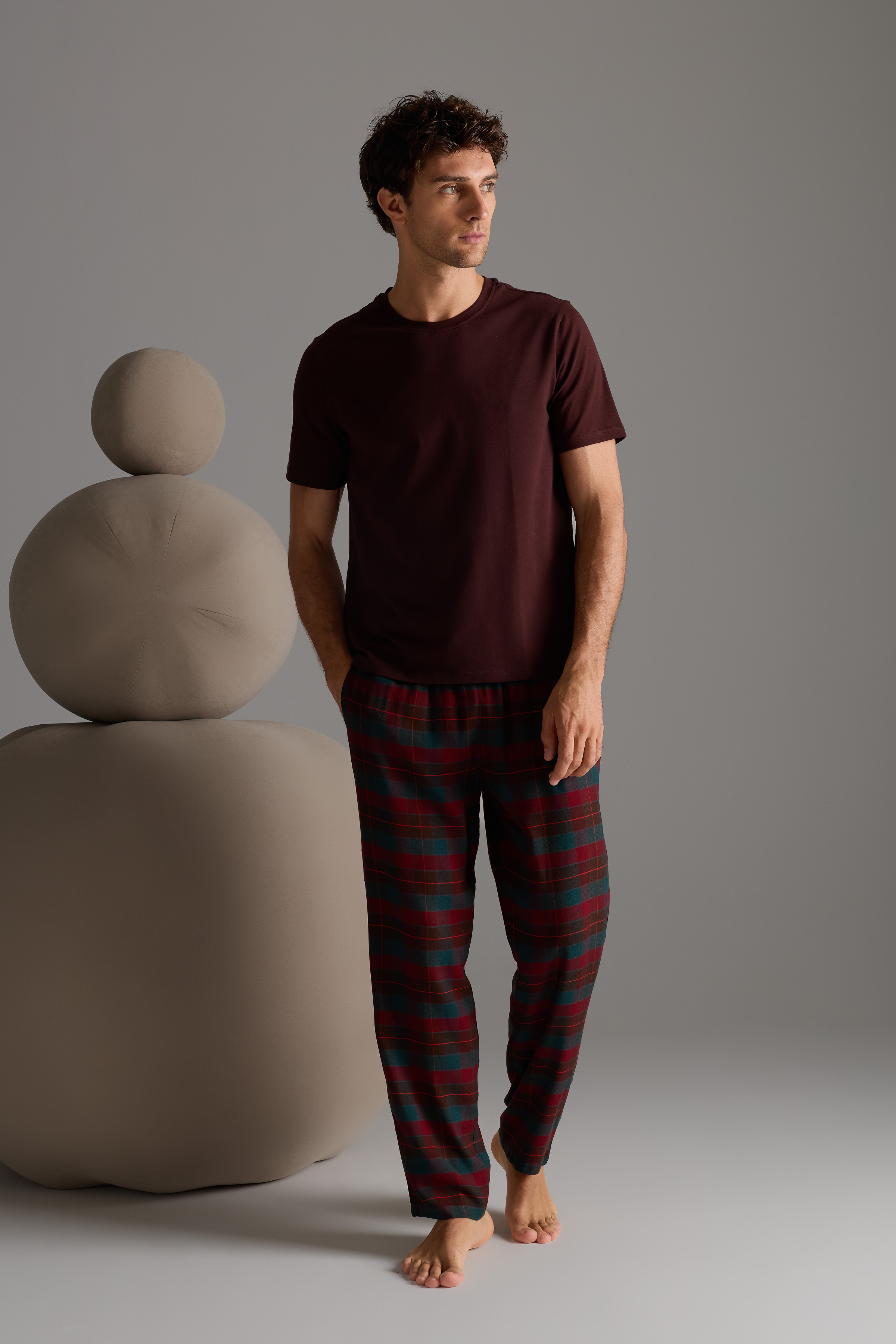 Erkek Pamuklu Kısa Kollu Pijama Üstü