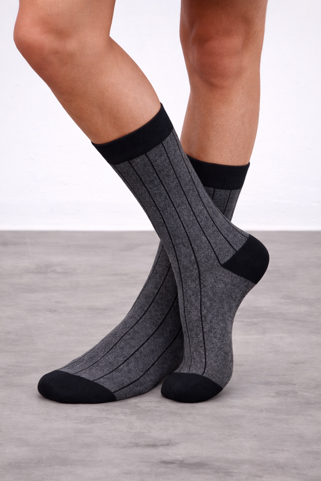 Erkek Bambu Çizgi Jakarlı Soket Çorap