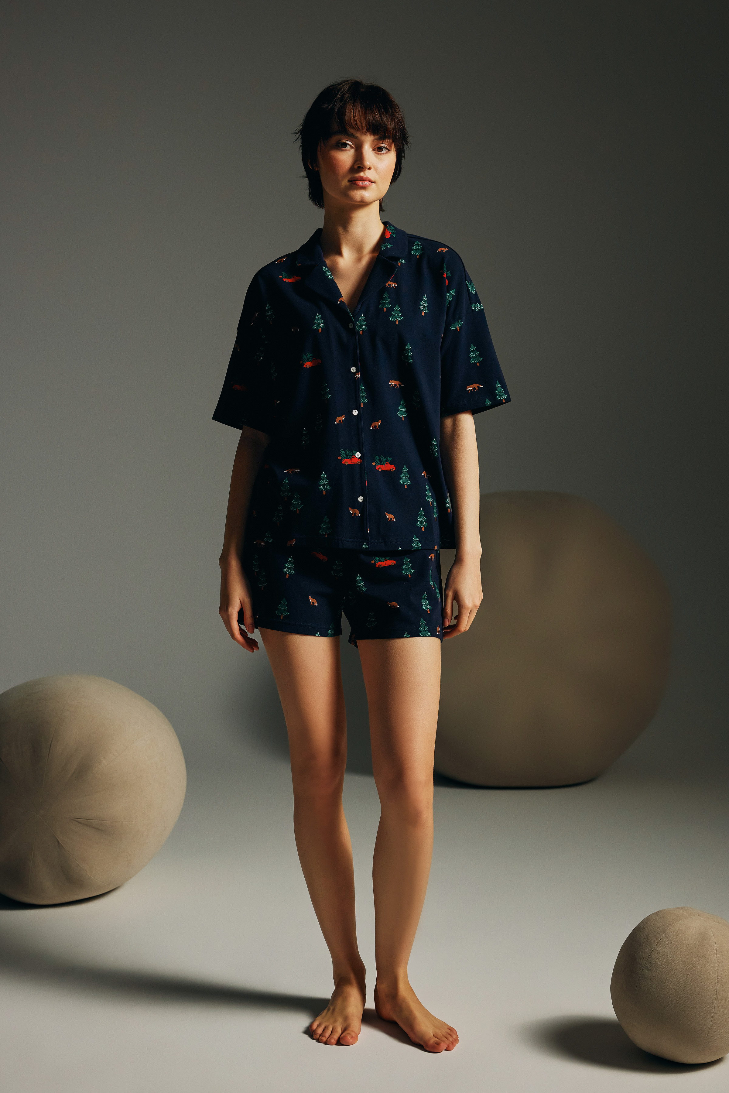 Kadın Pamuklu Şort Pijama Altı