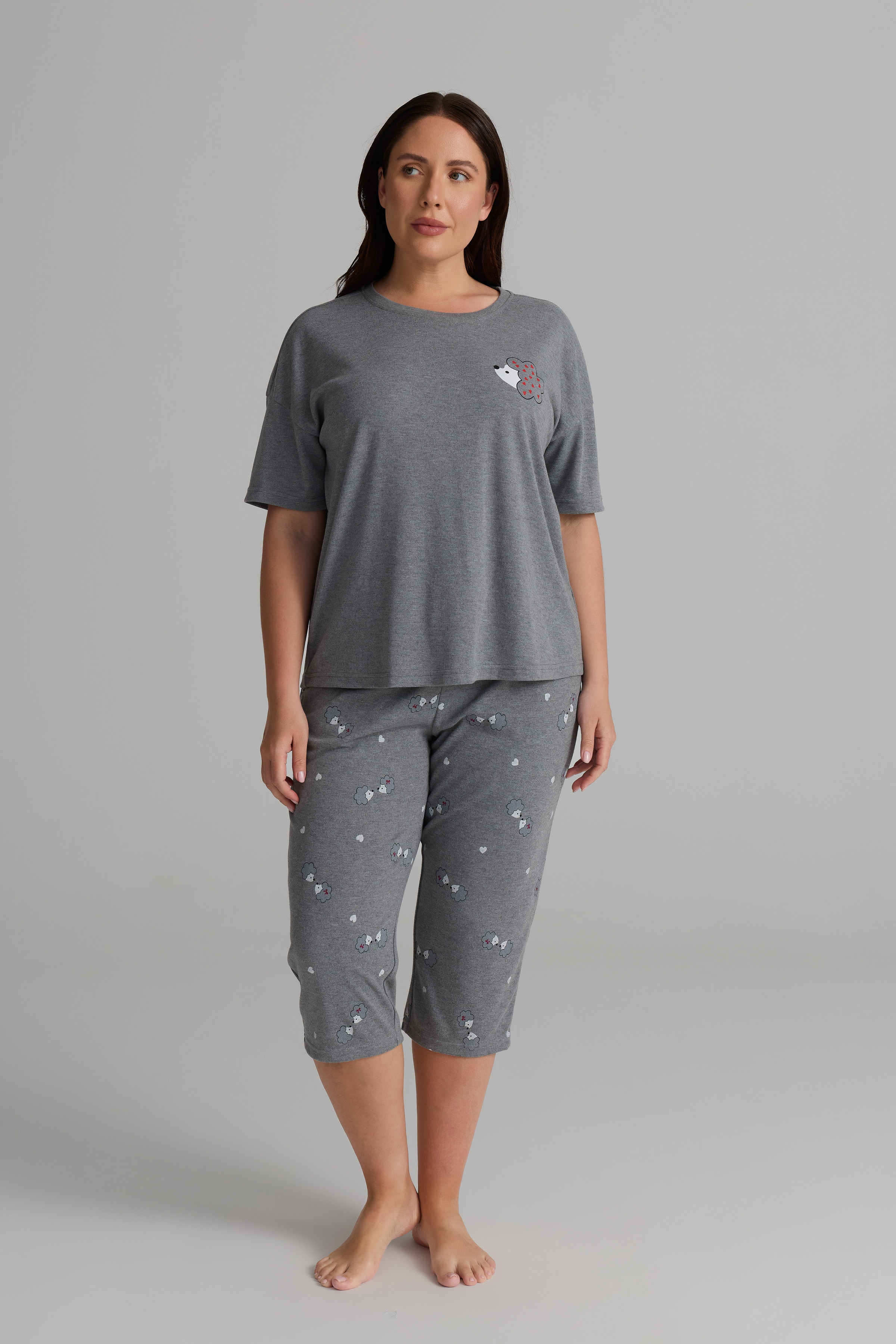 Kadın Plus Size Pamuklu Midi Pijama Altı