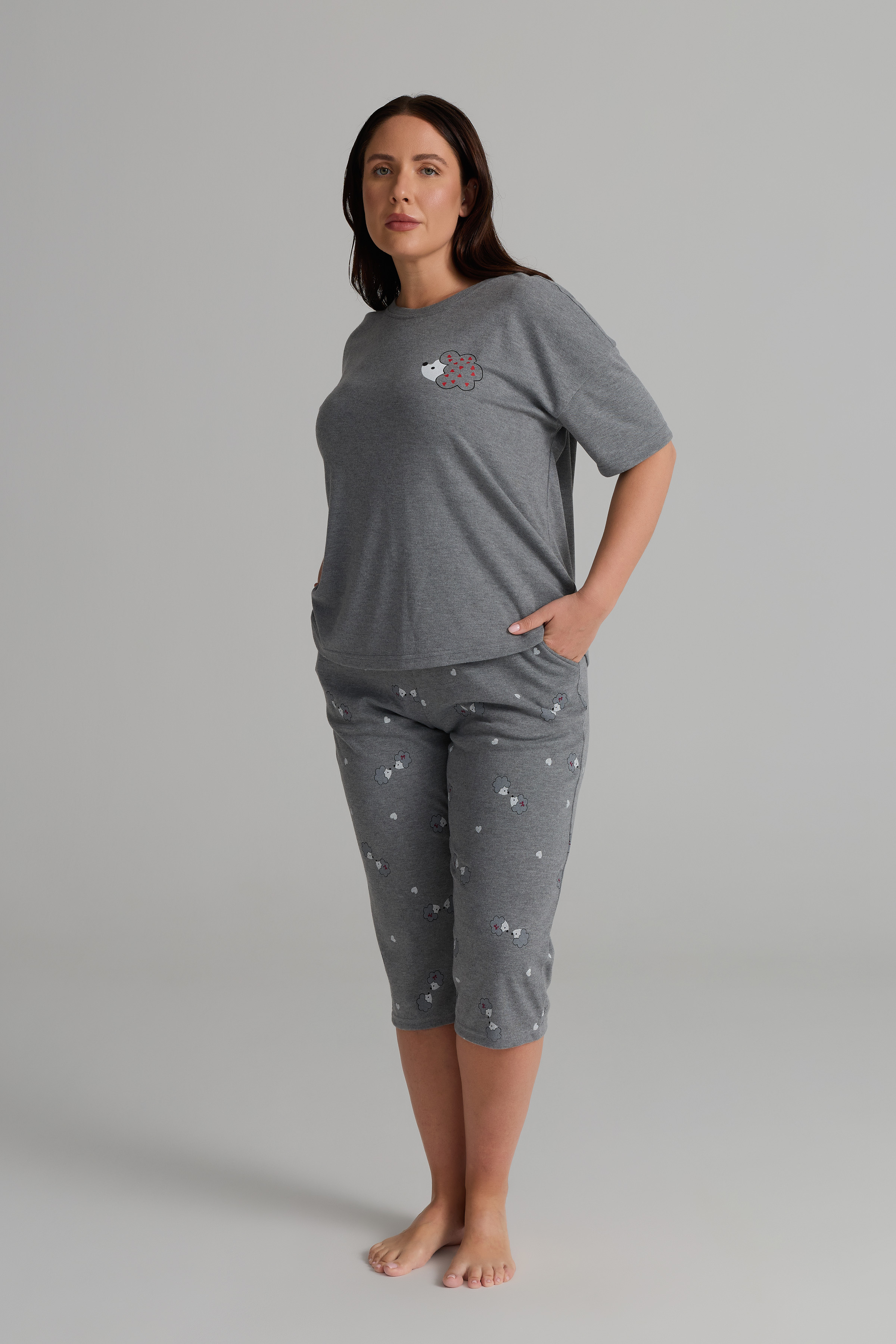 Kadın Plus Size Pamuklu Midi Pijama Altı