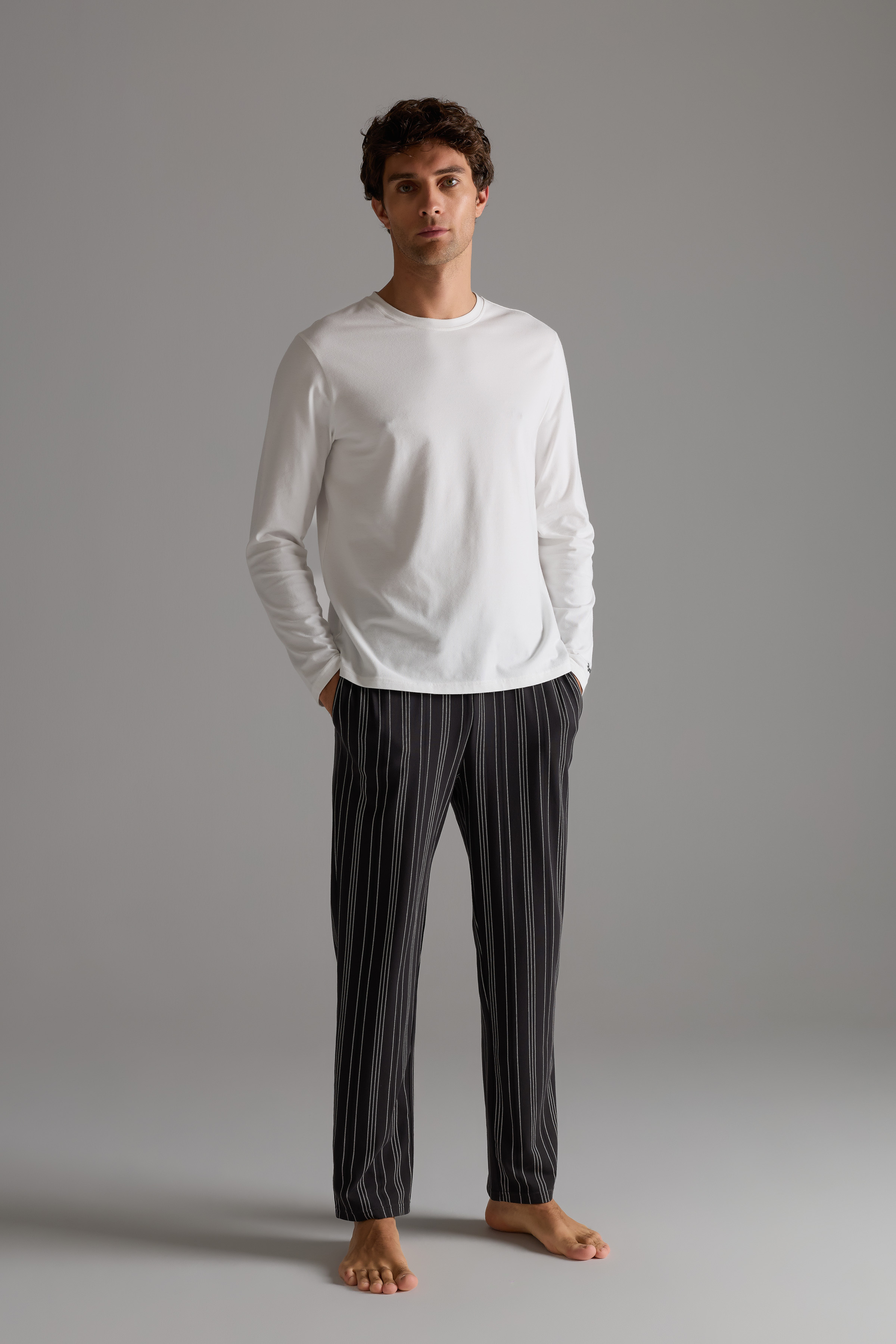 Erkek Pamuklu Uzun Kollu Pijama Takımı