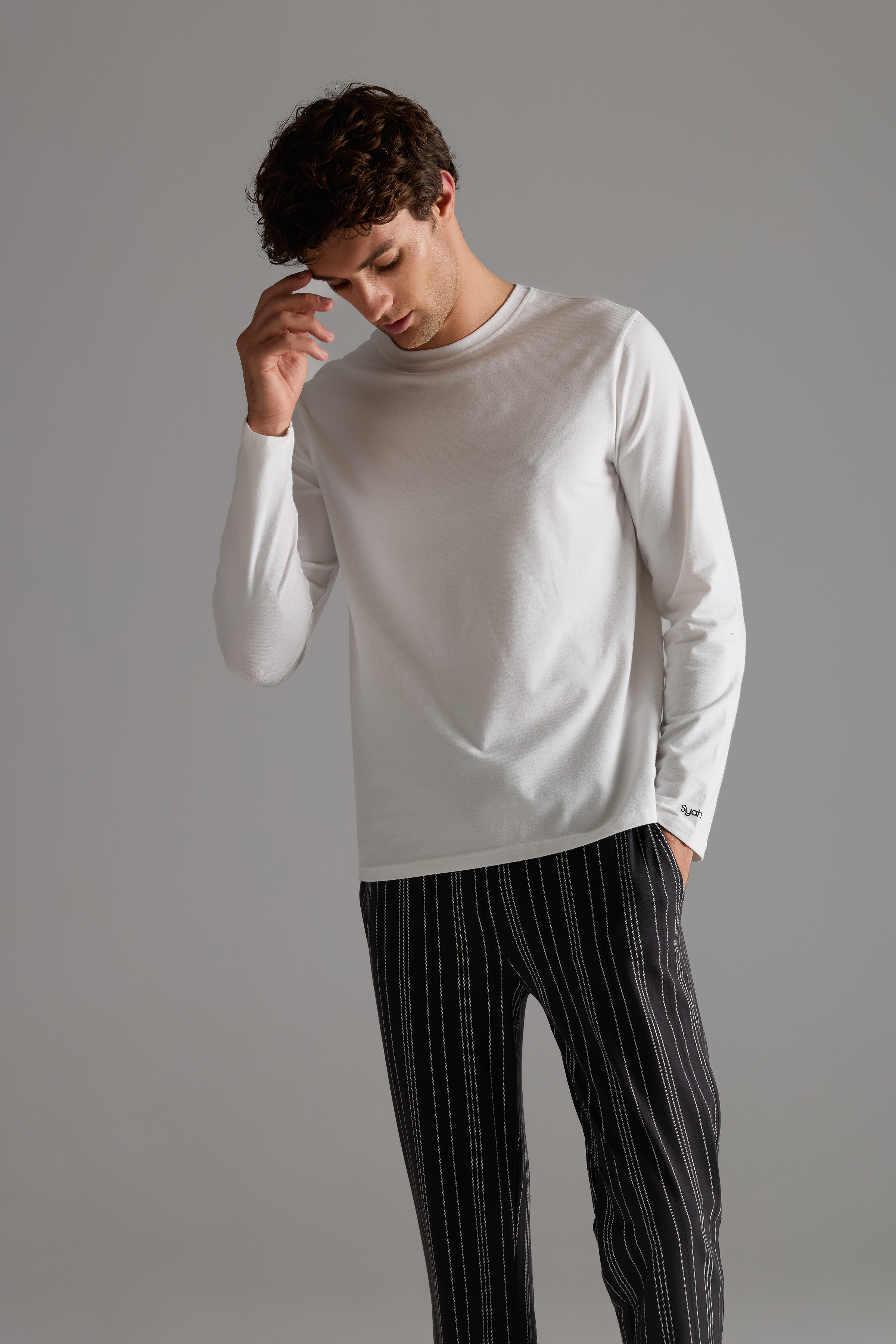 Erkek Pamuklu Uzun Kollu Pijama Üstü