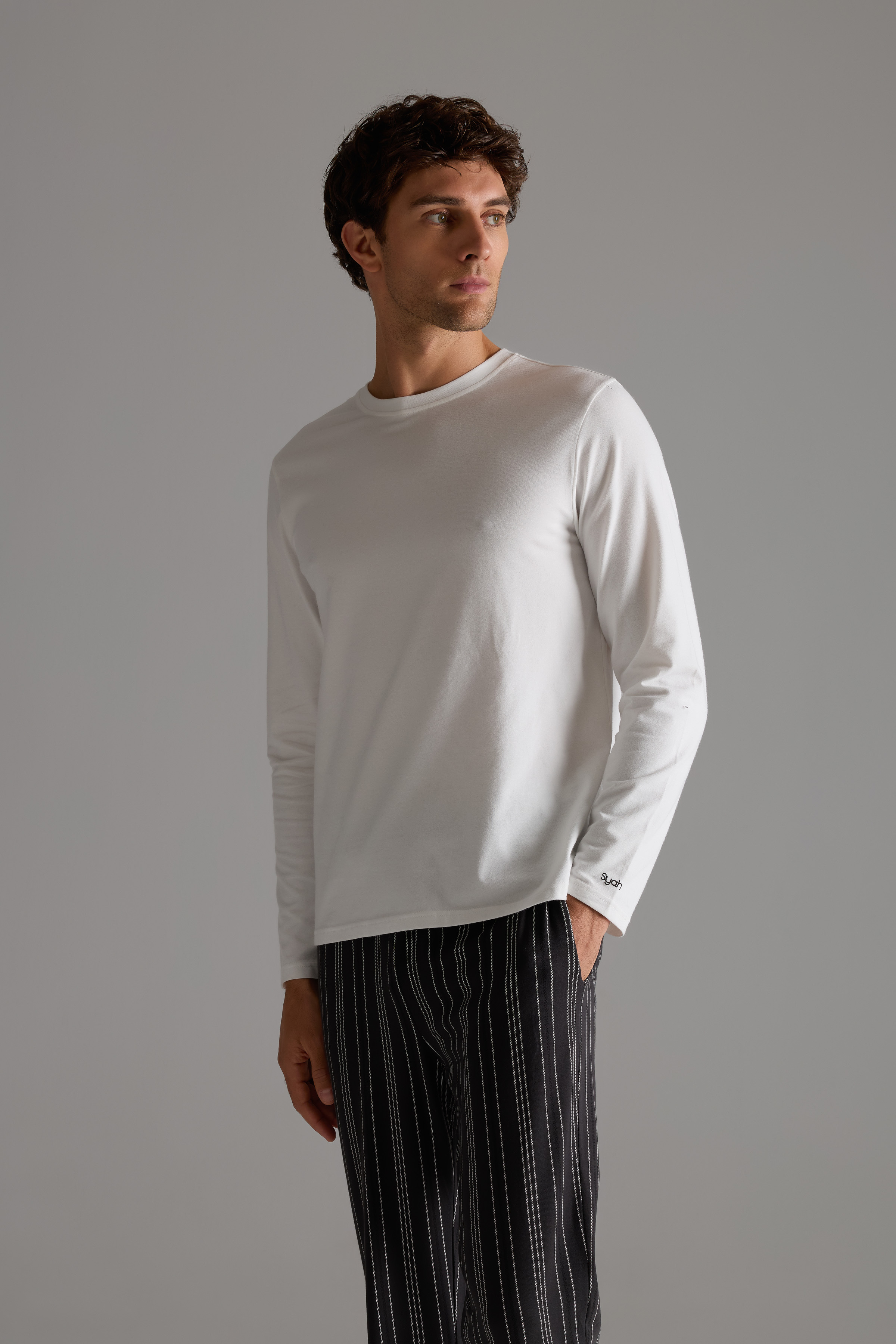 Erkek Pamuklu Uzun Kollu Pijama Üstü