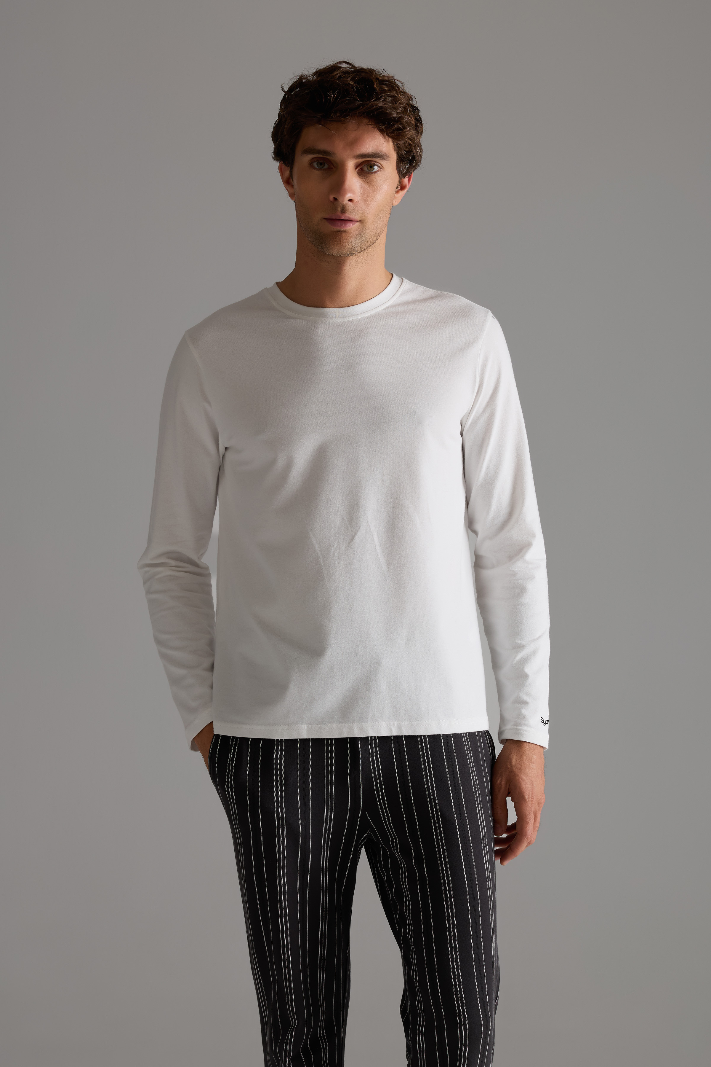 Erkek Pamuklu Uzun Kollu Pijama Üstü