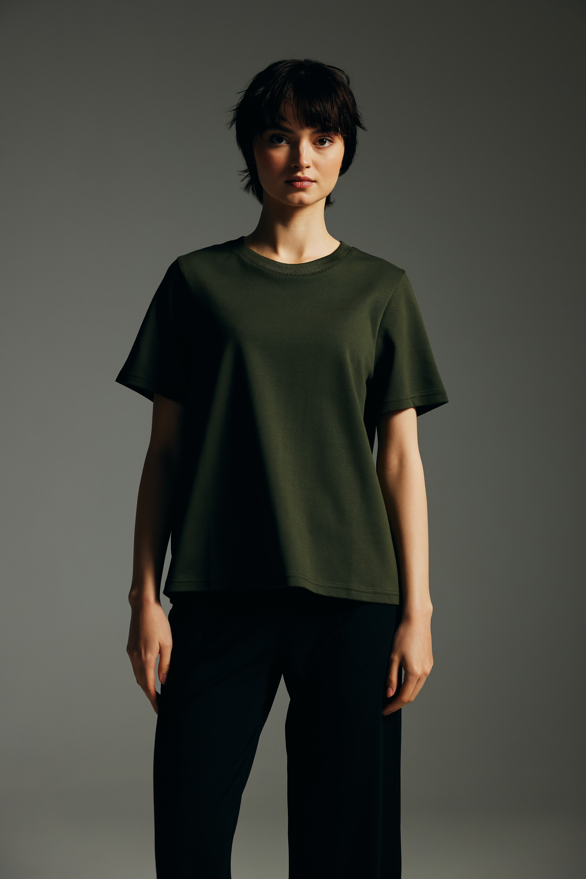 Kadın Pamuklu Kısa Kollu T-shirt	