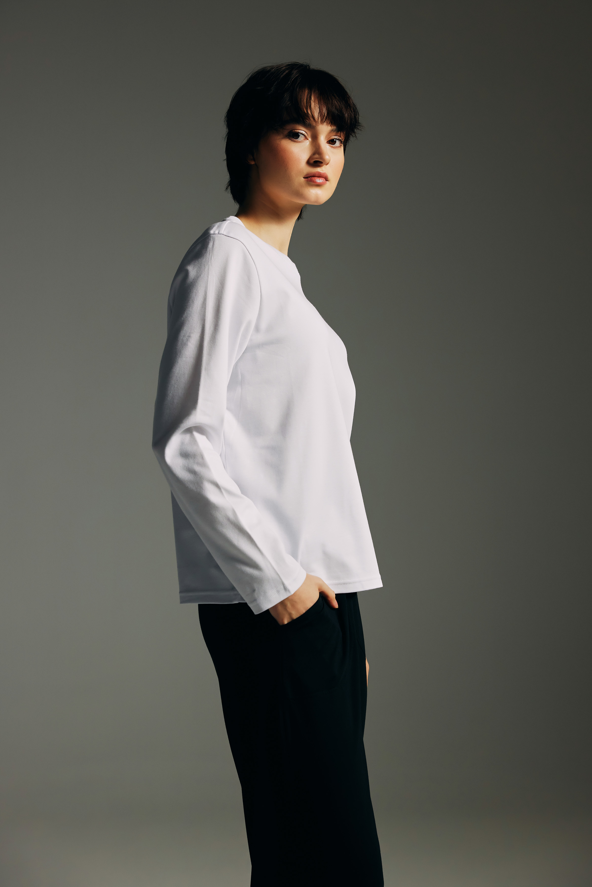 Kadın Pamuklu Uzun Kollu T-shirt