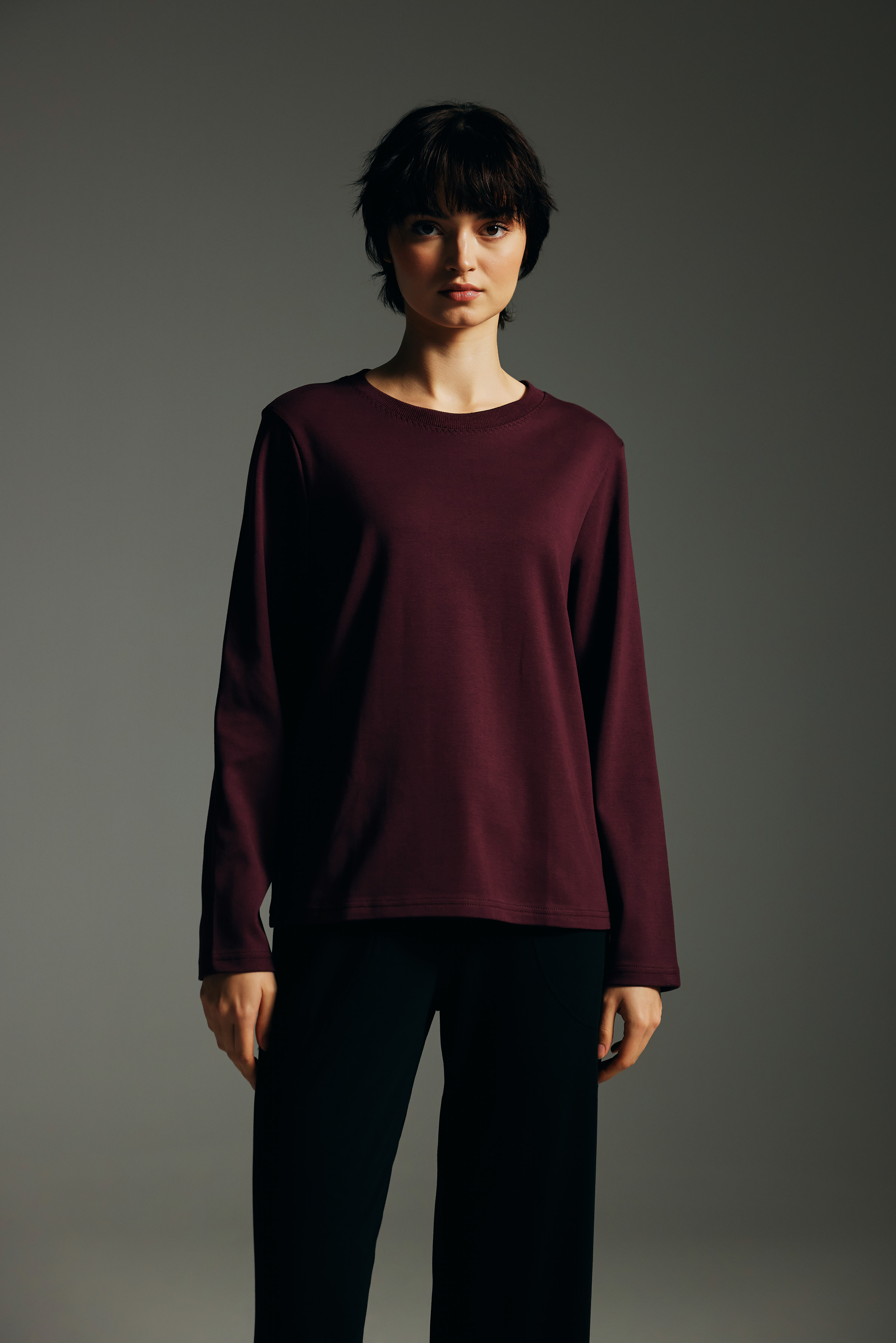 Kadın Pamuklu Uzun Kollu T-shirt