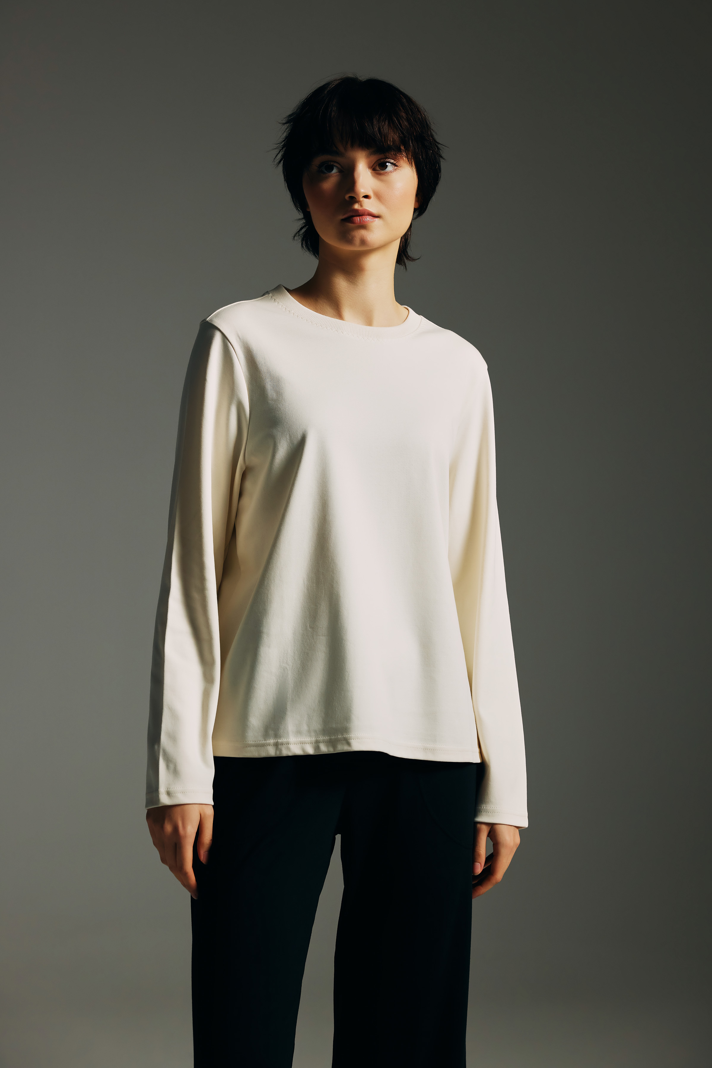 Kadın Pamuklu Uzun Kollu T-shirt