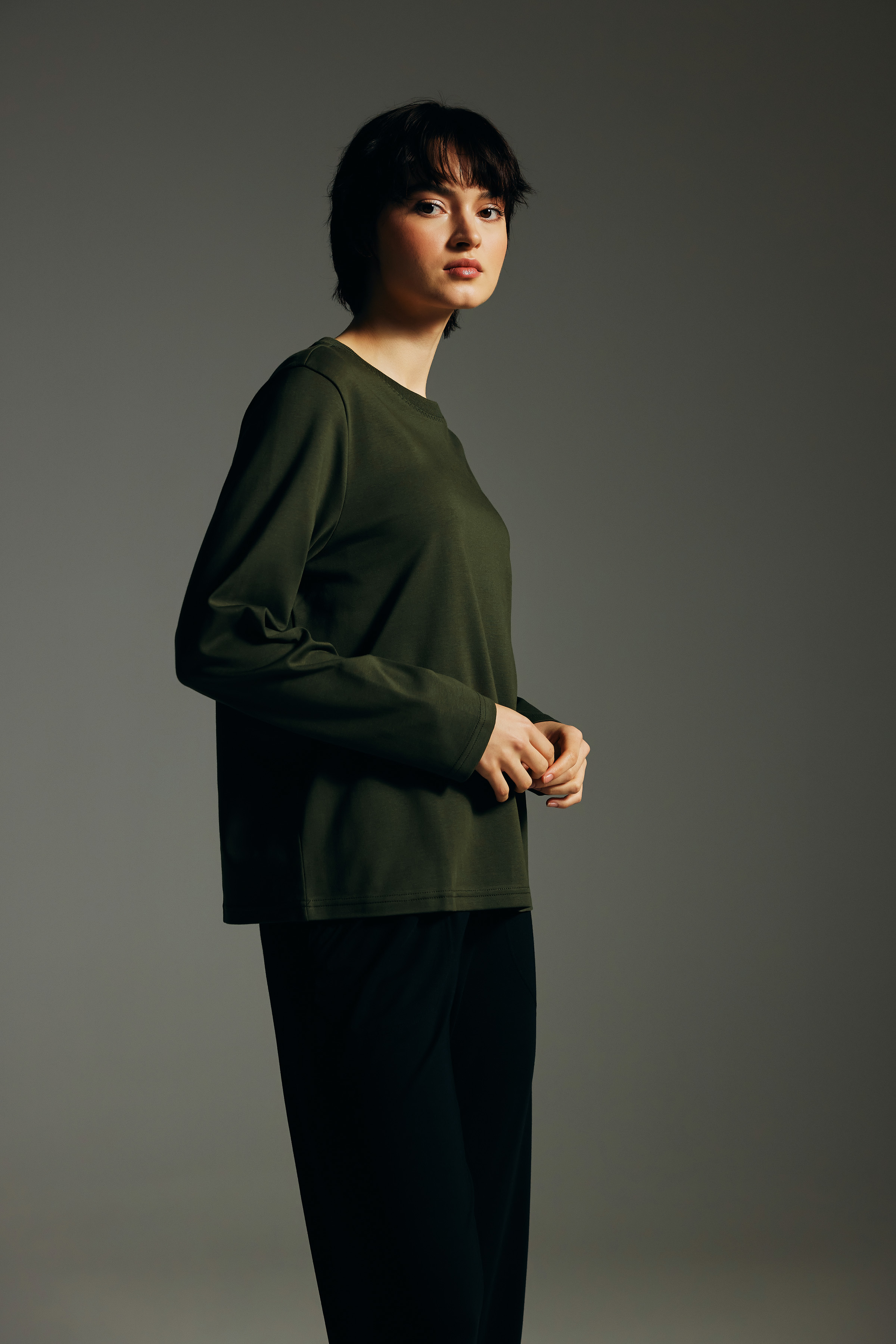 Kadın Pamuklu Uzun Kollu T-shirt