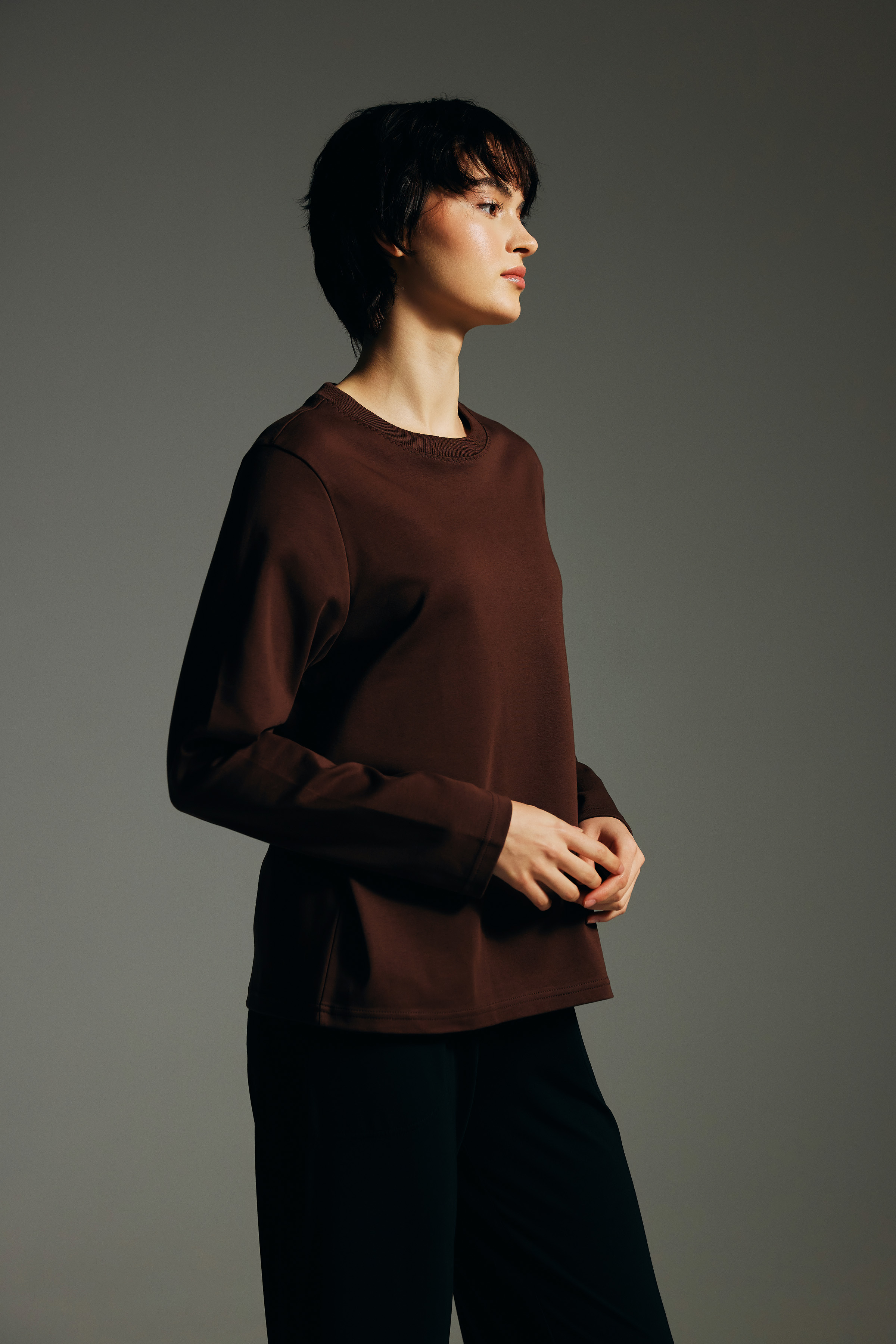 Kadın Pamuklu Uzun Kollu T-shirt