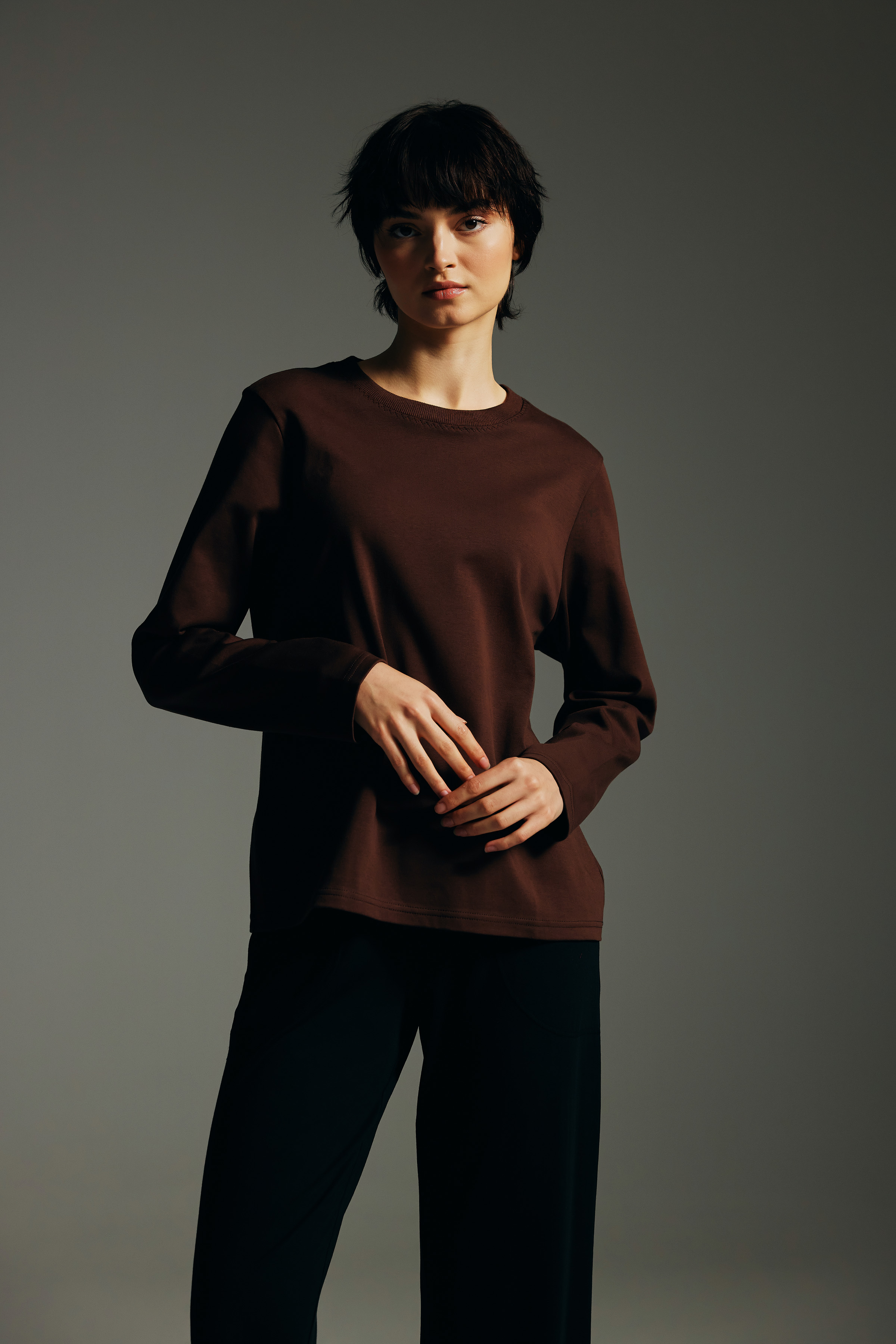 Kadın Pamuklu Uzun Kollu T-shirt