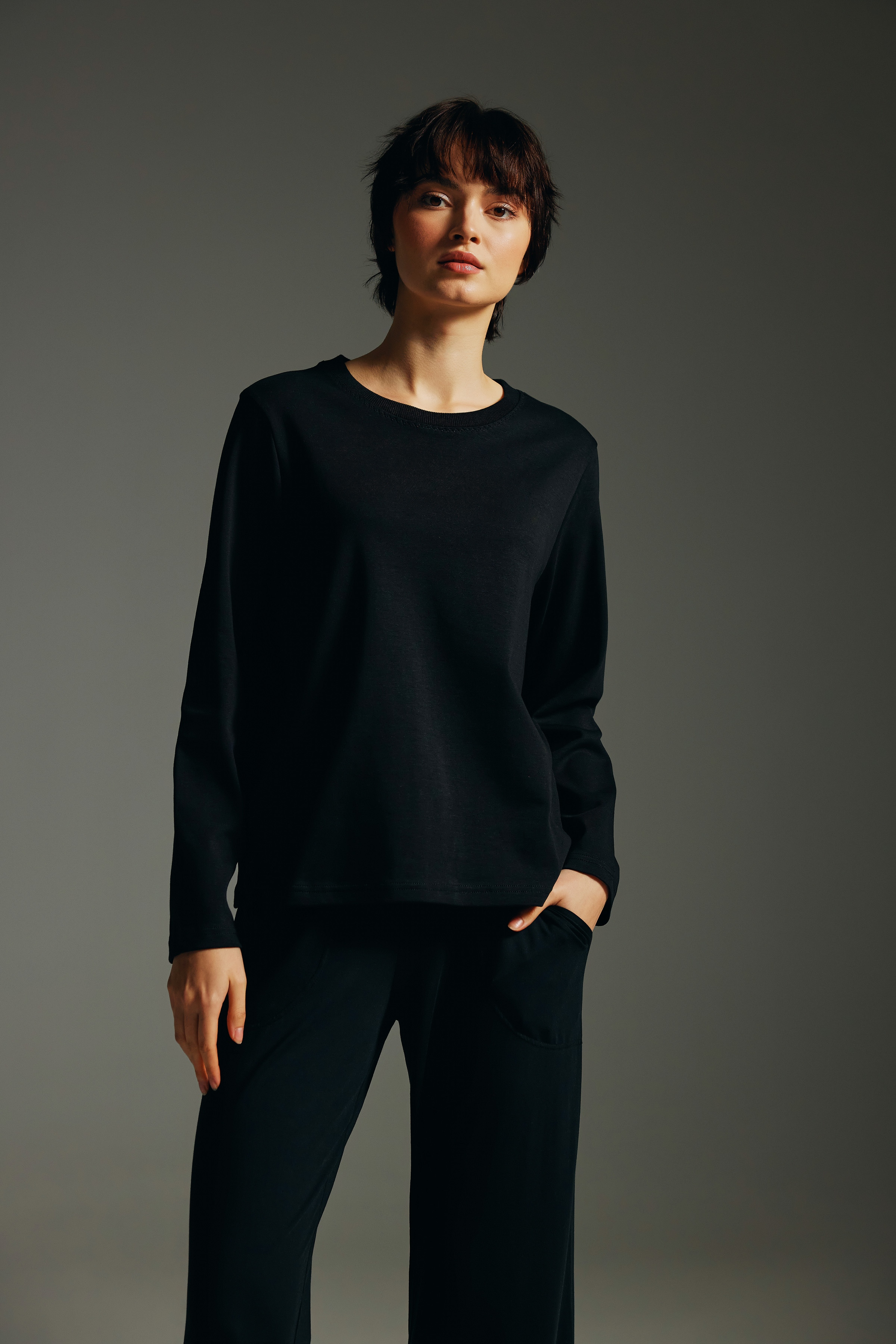 Kadın Pamuklu Uzun Kollu T-shirt