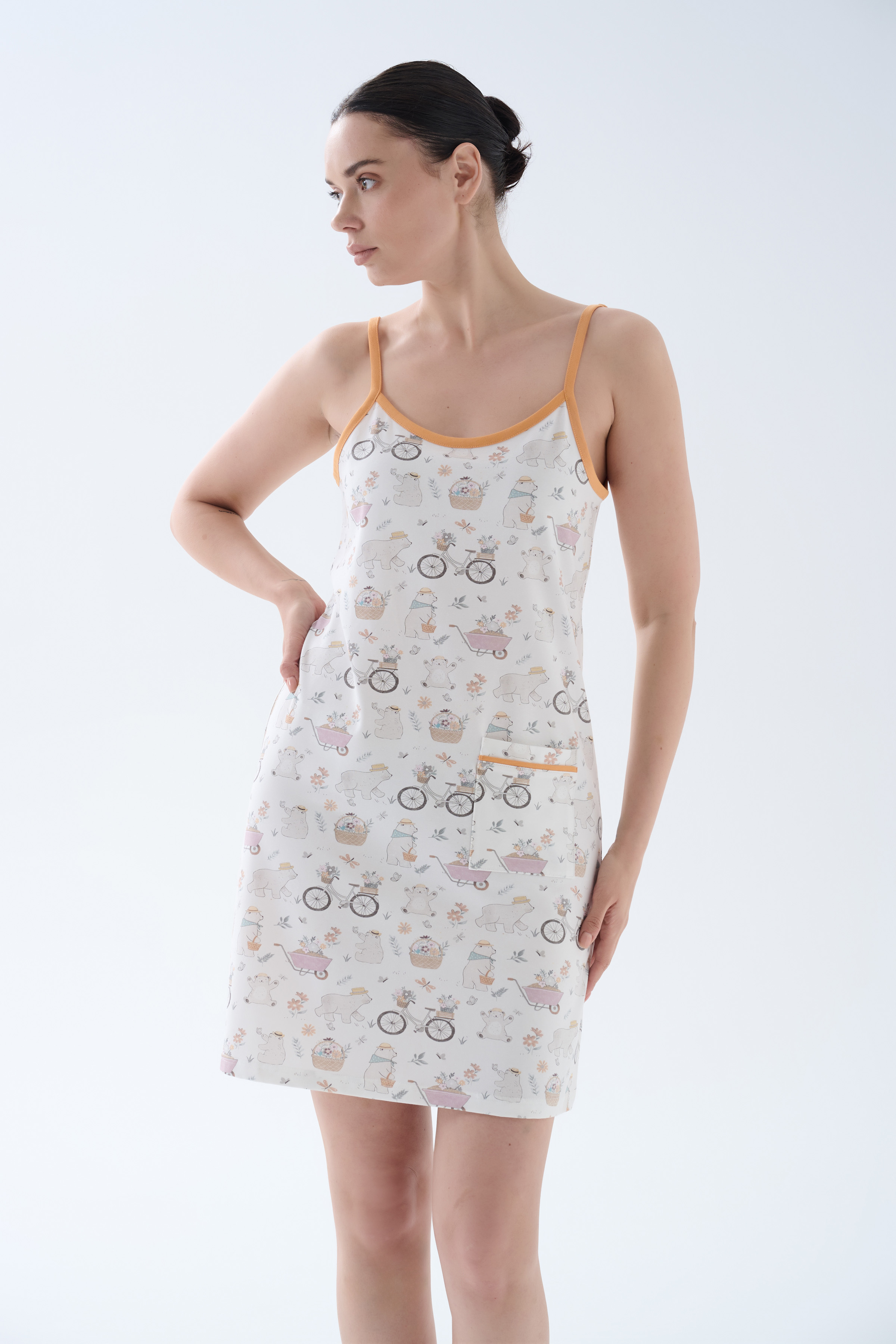 Kadın Pamuklu Ayarlanır İp Askılı Gecelik