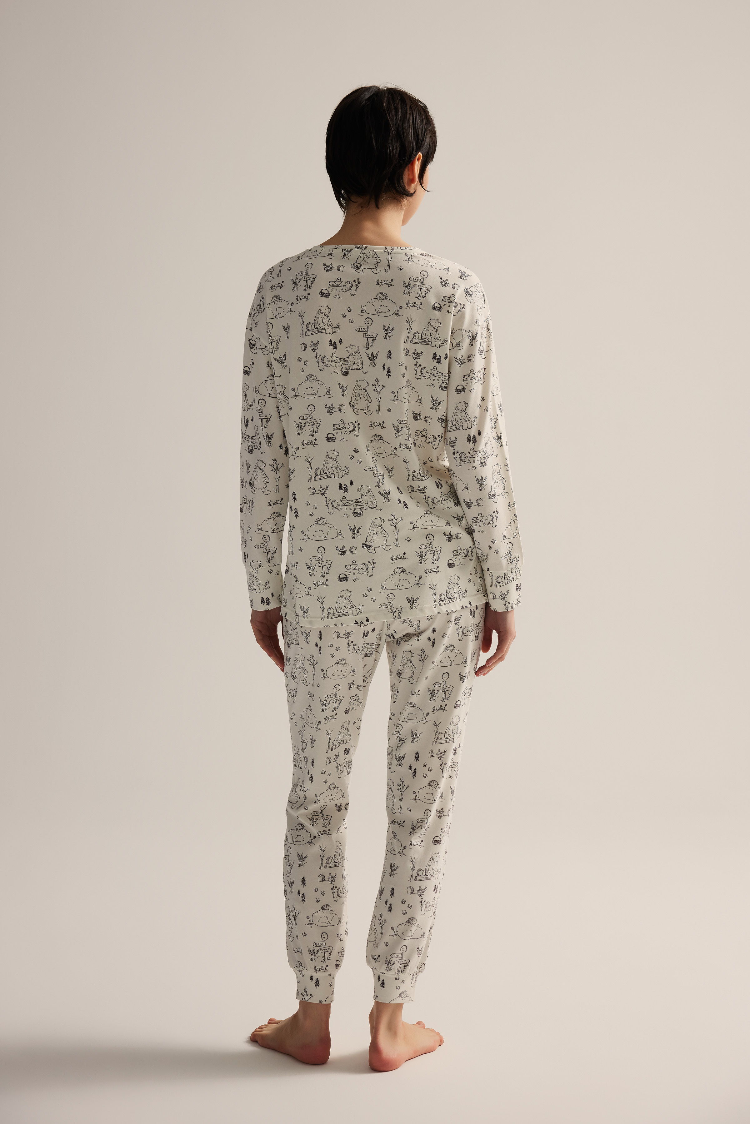 Kadın Pamuklu Uzun Kollu Pijama Üstü