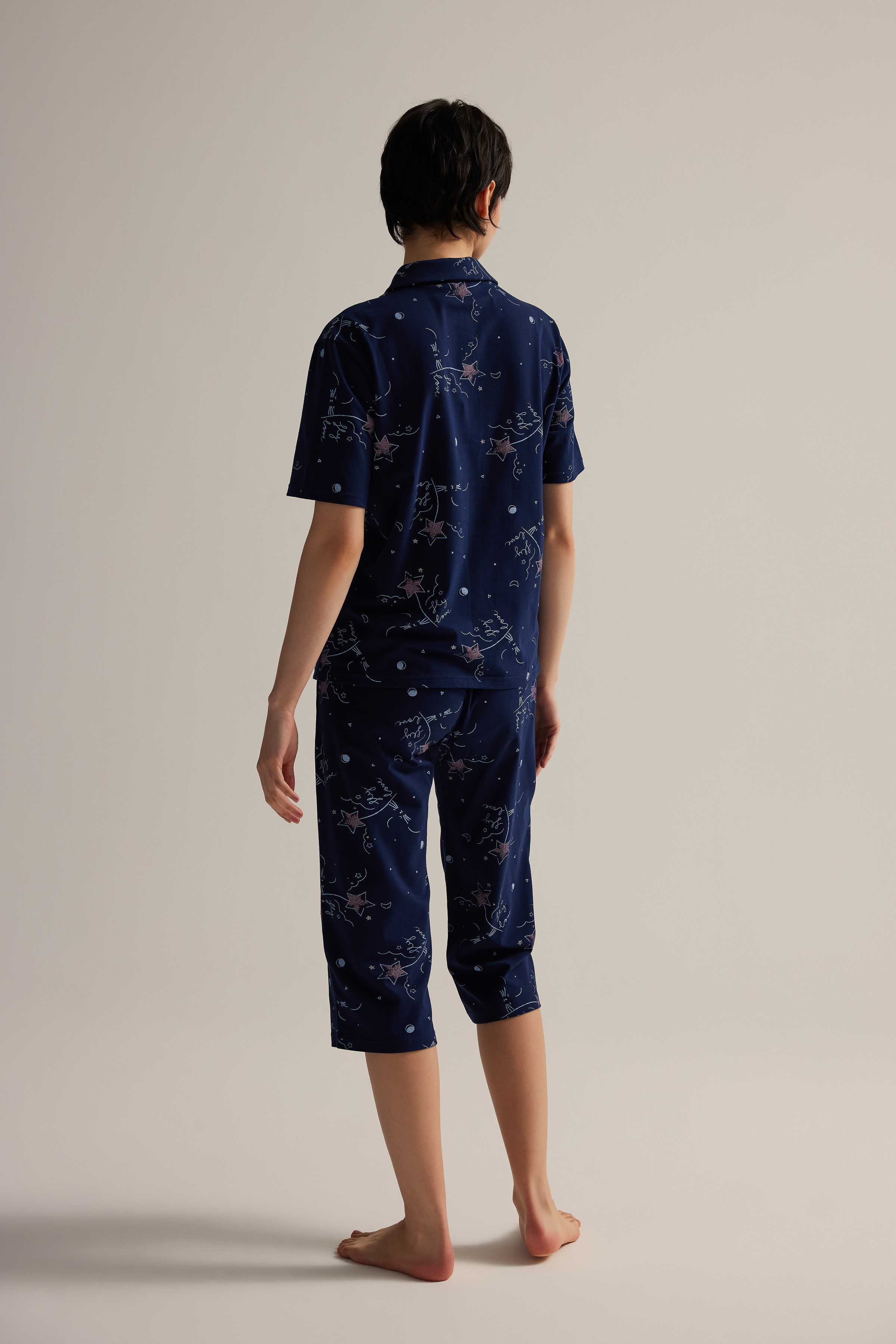 Kadın Pamuklu Kapri Pijama Altı