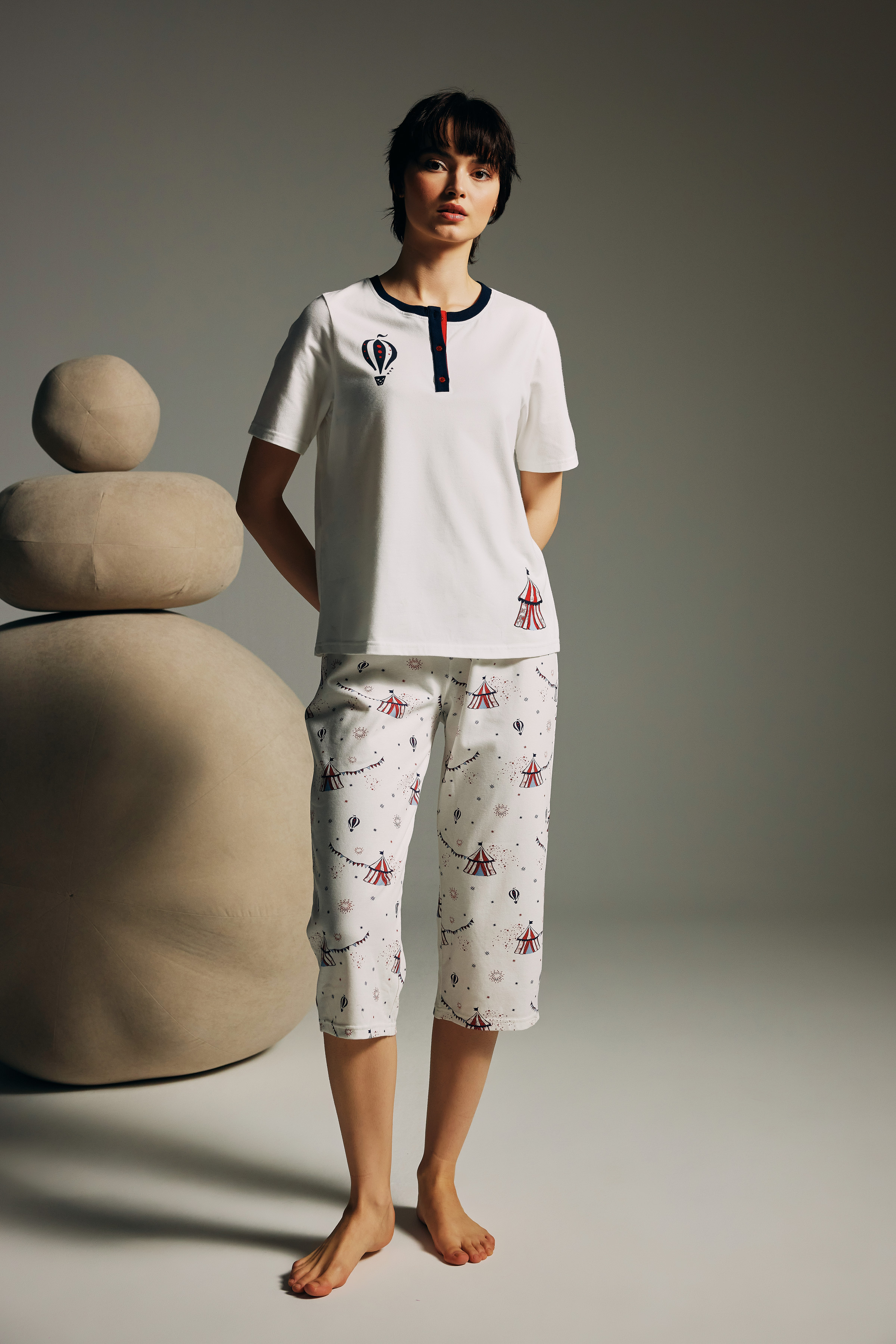 Kadın Pamuklu Kapri Pijama Altı