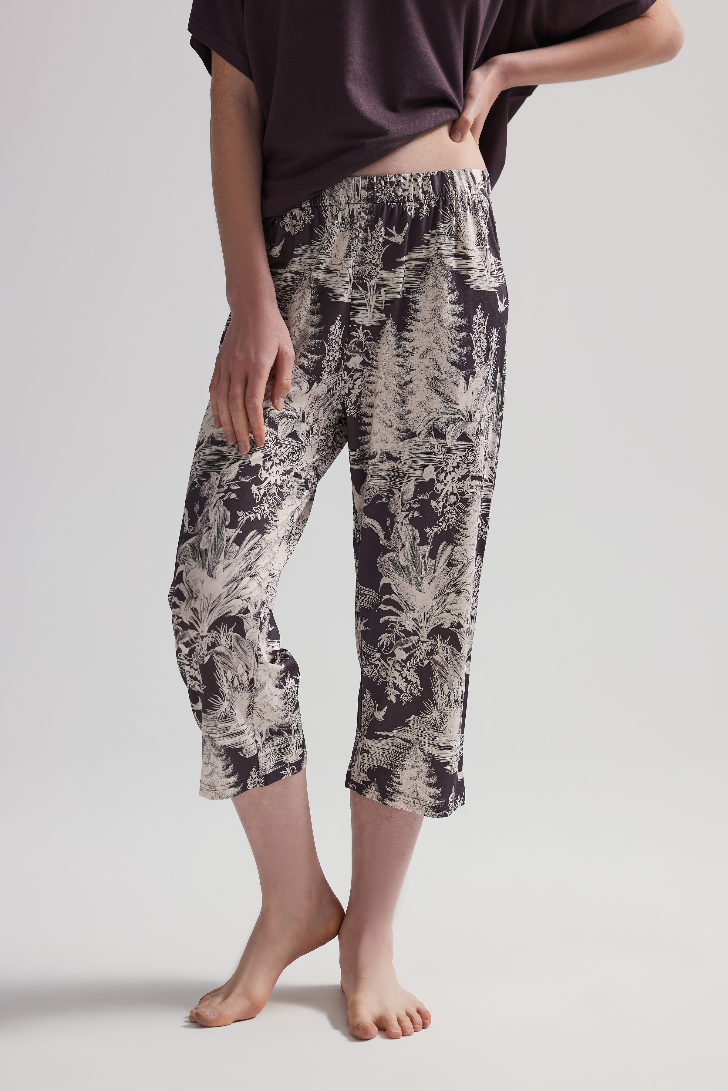 Kadın Viskon Kapri Pijama Altı
