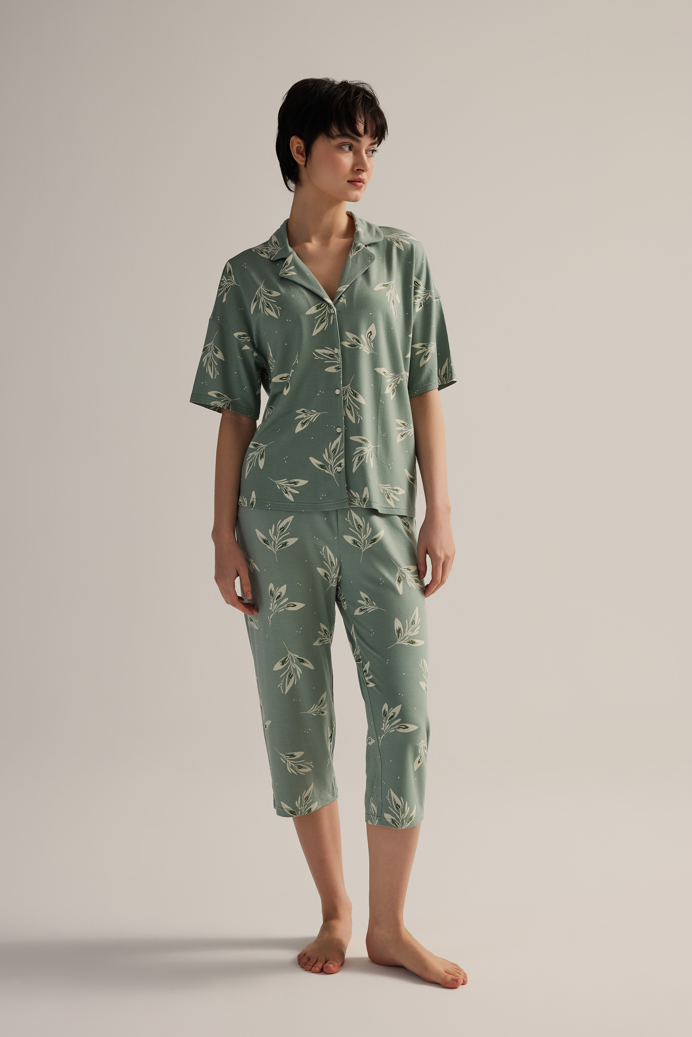 Kadın Viskon Kapri Pijama Altı