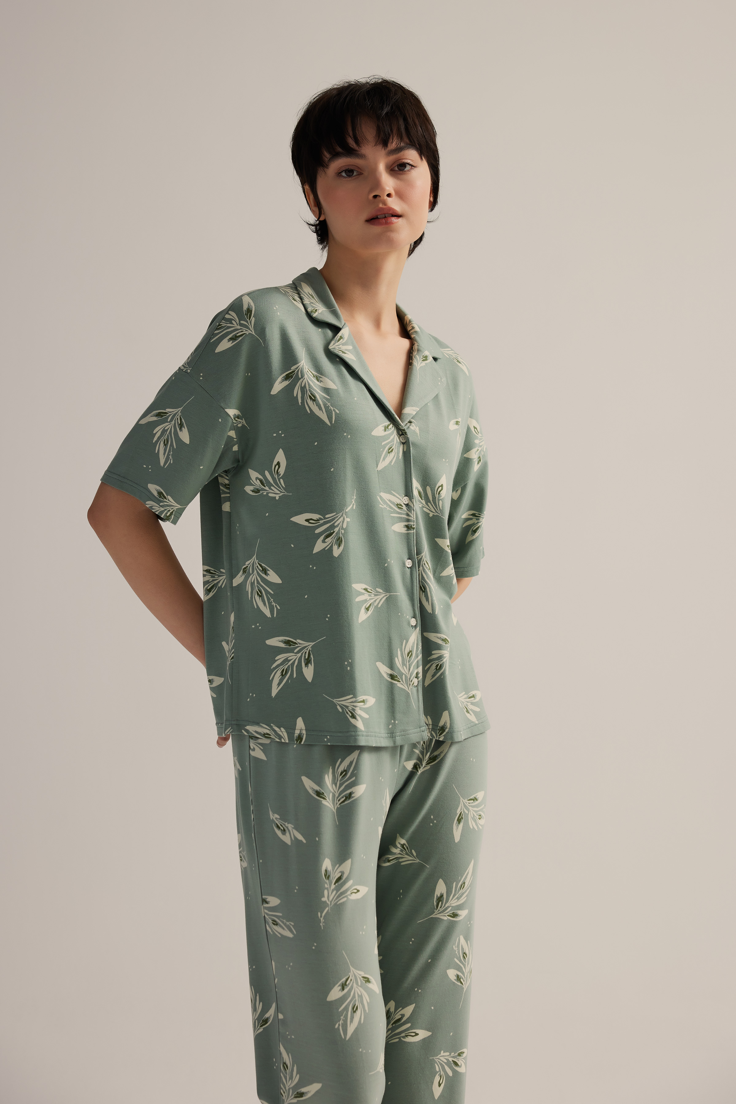 Kadın Viskon Kapri Pijama Altı