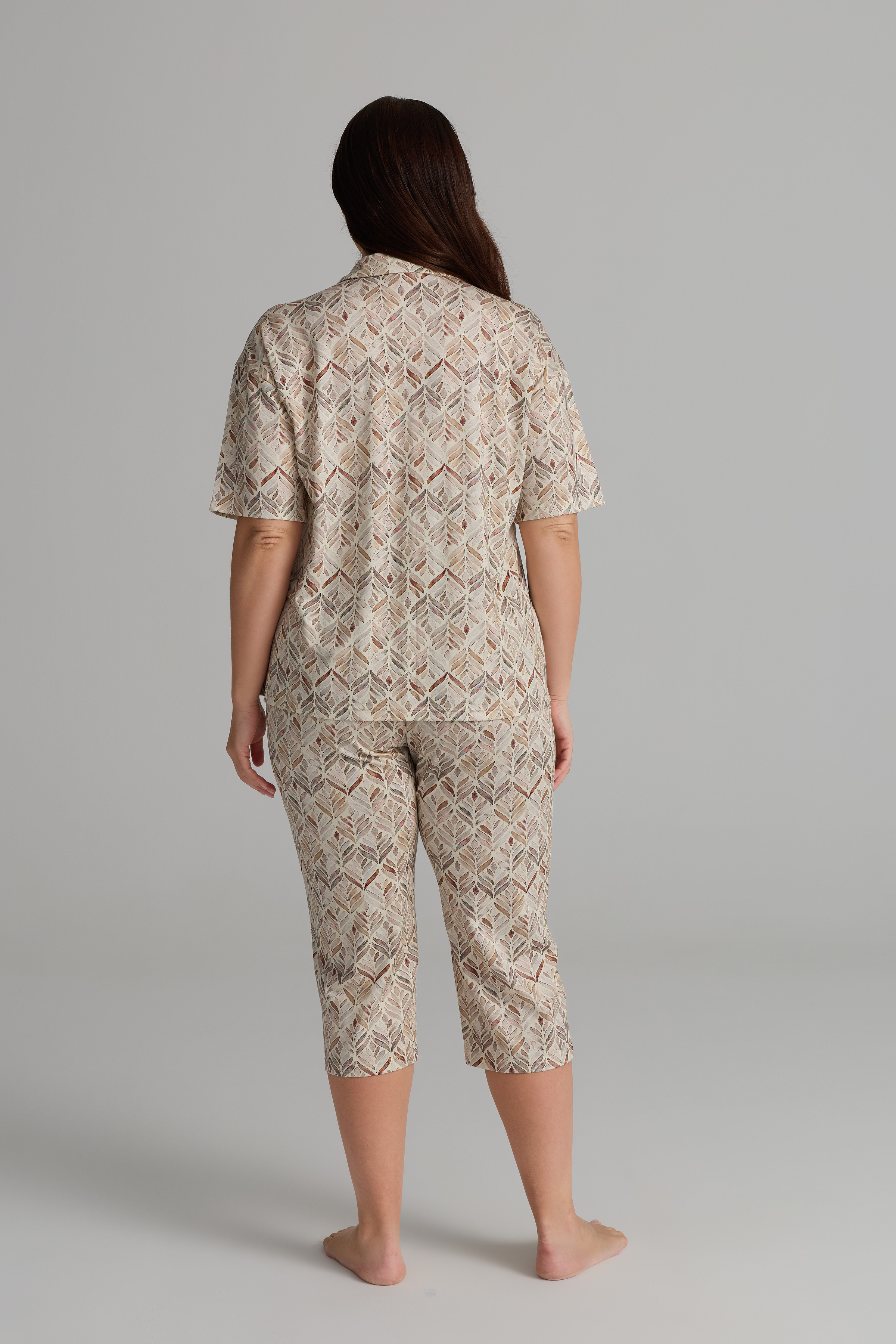 Kadın Plus Size Viskon Cepli Kapri Pijama Altı