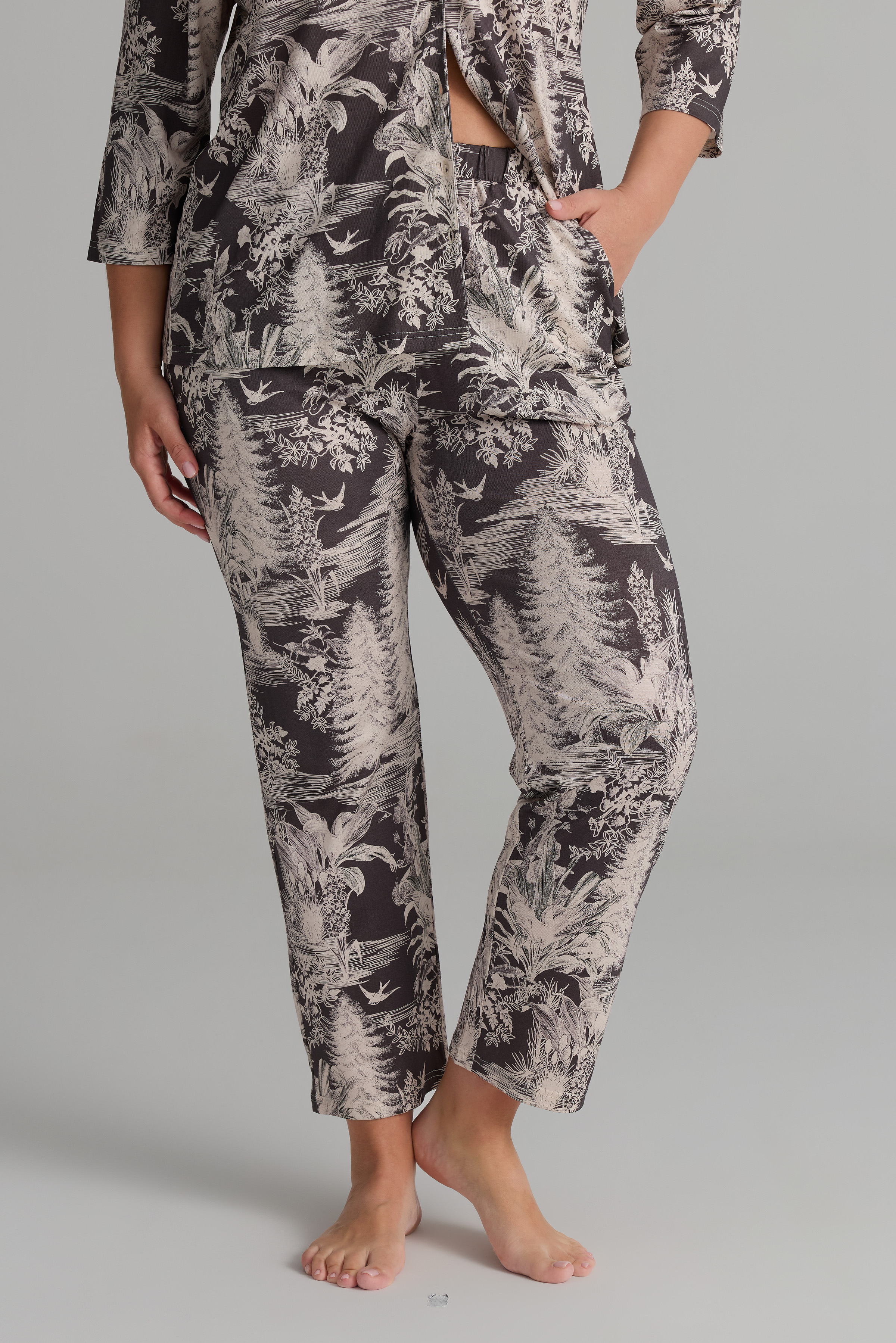 Kadın Plus Size Viskon Cepli Uzun Pijama Altı