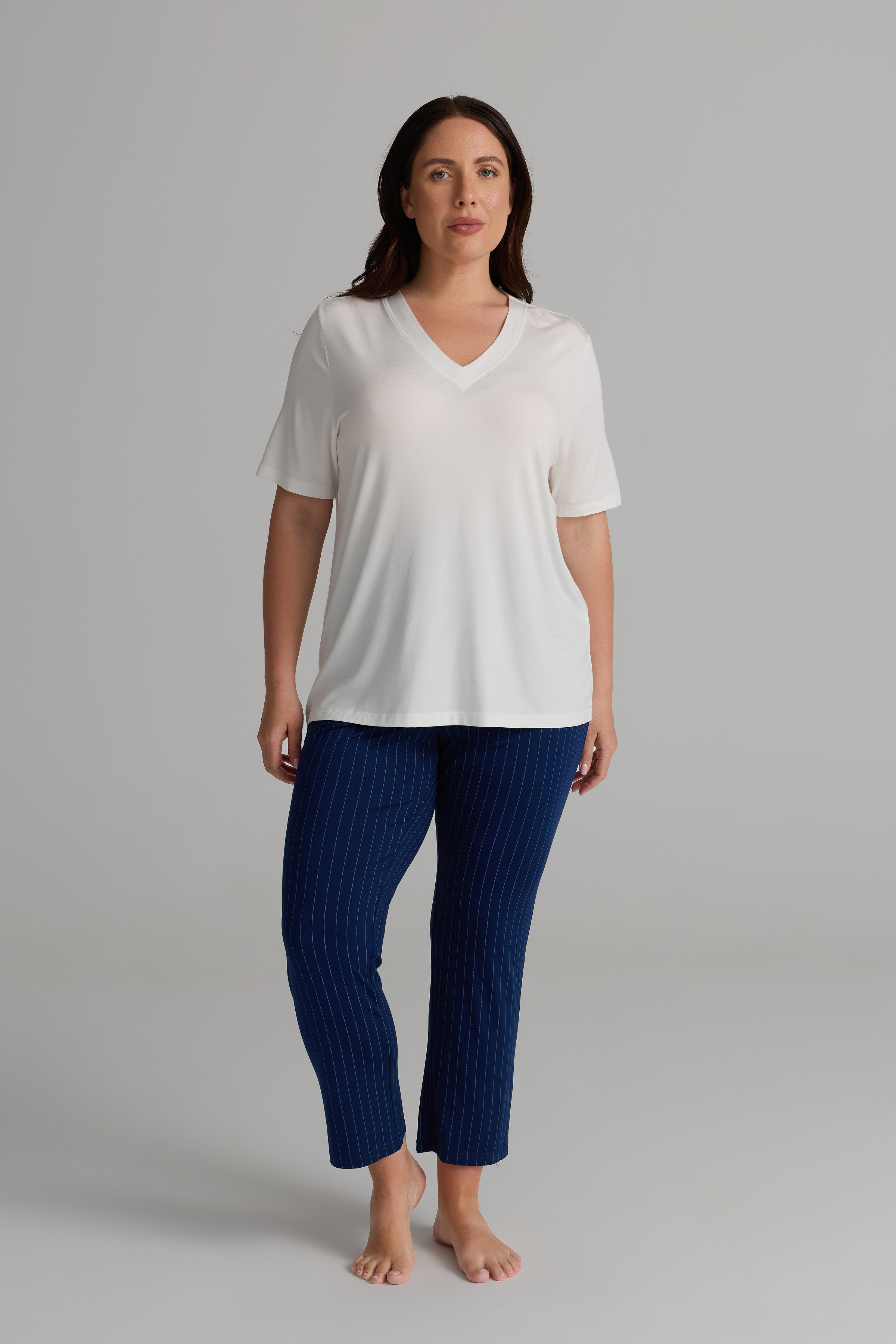 Kadın Plus Size Viskon Kısa Kollu Pijama Üstü