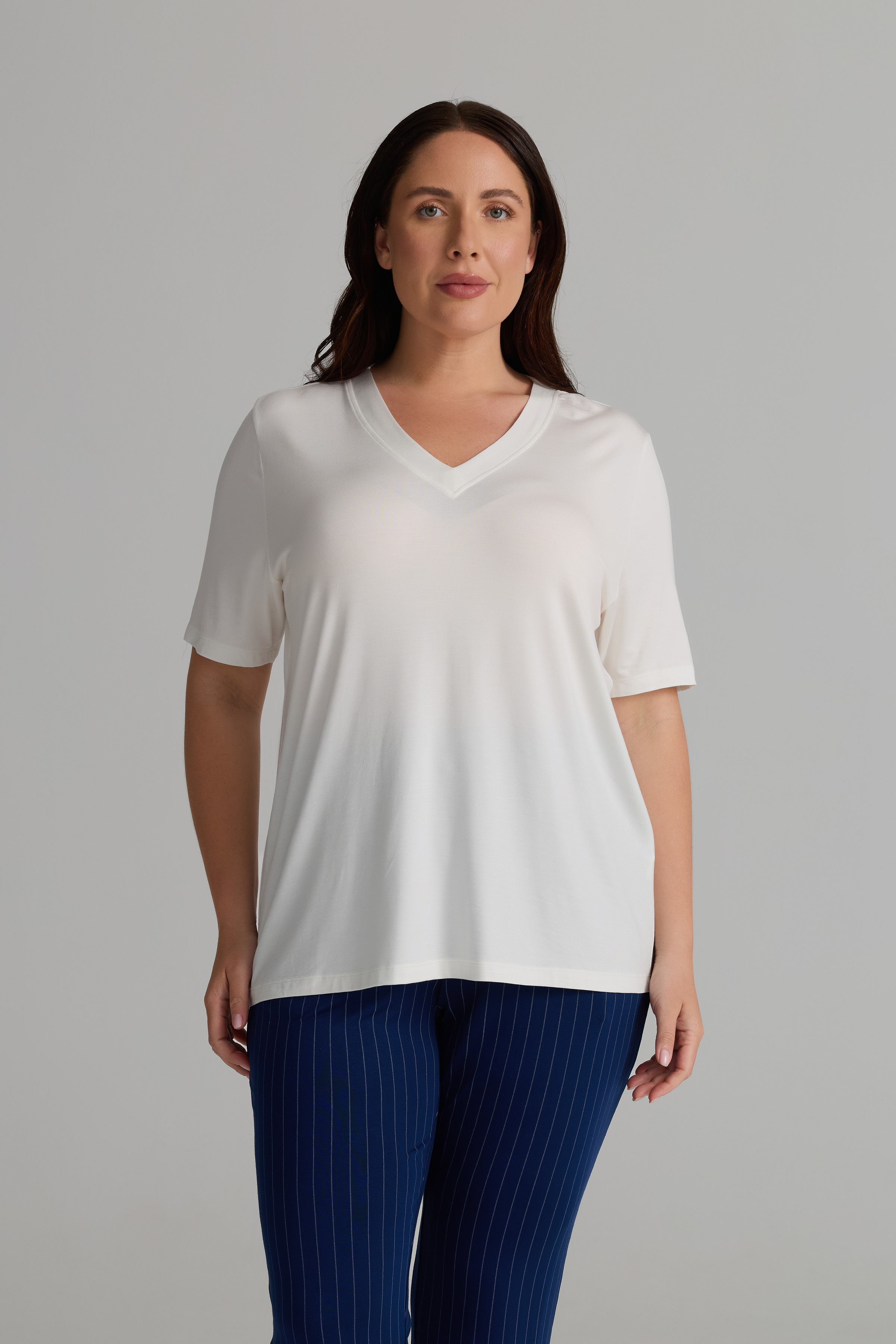 Kadın Plus Size Viskon Kısa Kollu Pijama Üstü